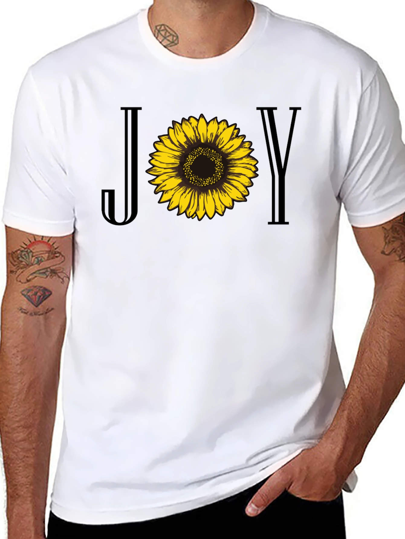 Joy Sunflower Graphic Tee - Black Cotton Blend