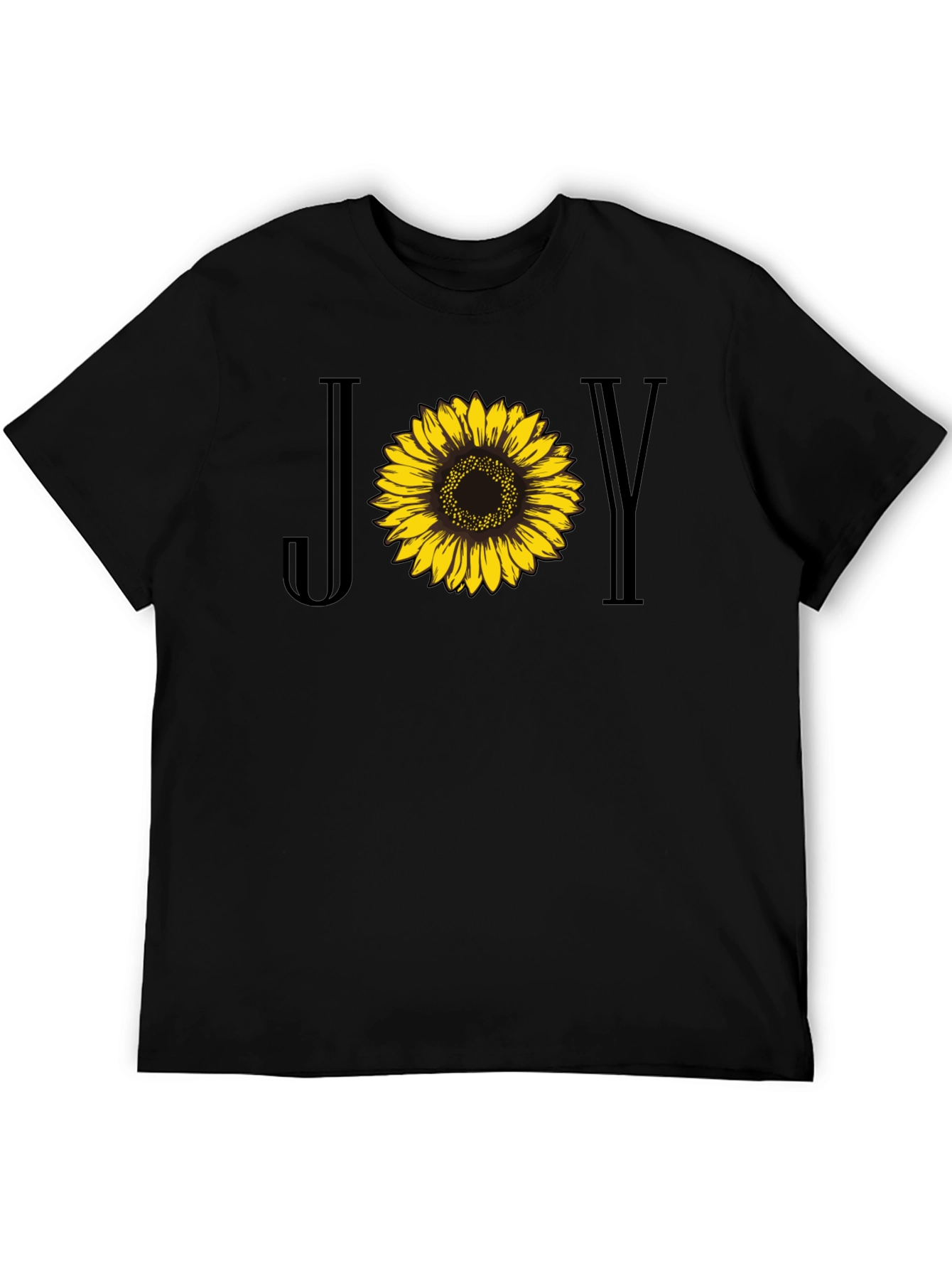 Joy Sunflower Graphic Tee - Black Cotton Blend
