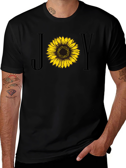 Joy Sunflower Graphic Tee - Black Cotton Blend