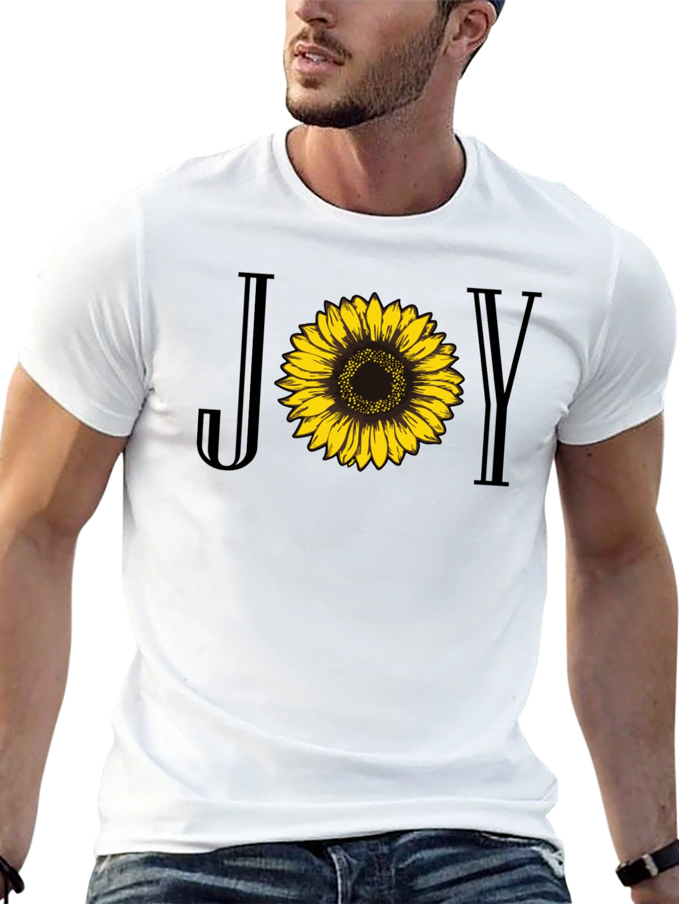 Joy Sunflower Graphic Tee - Black Cotton Blend