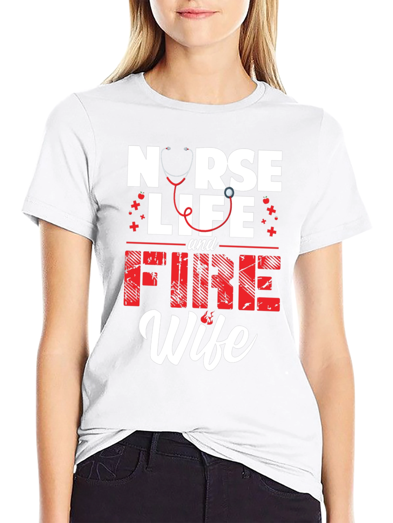 Nurse Life & Fire Wife Graphic T-Shirt