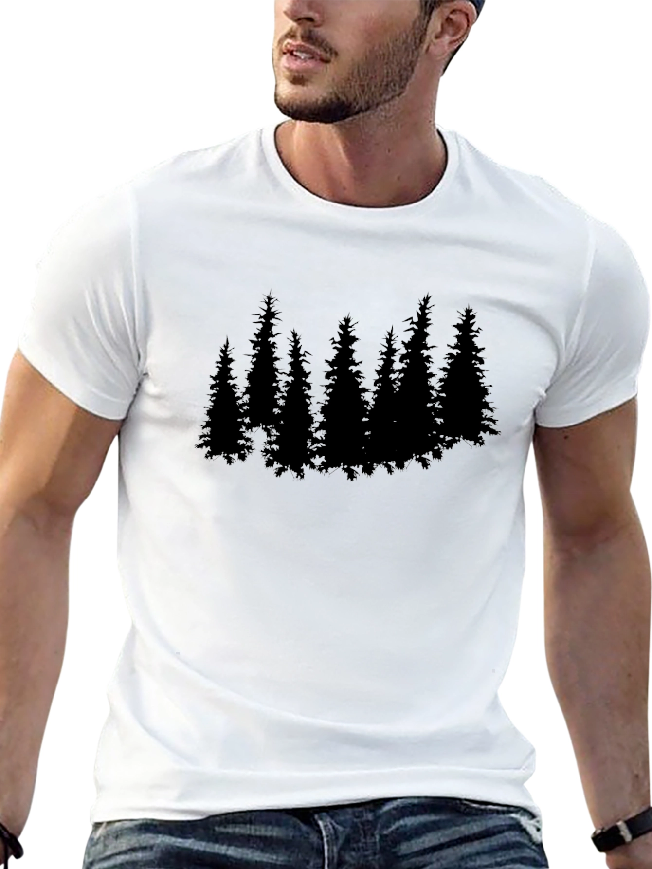 Nature Silhouette T-Shirt - Black Pine Tree Graphic Tee