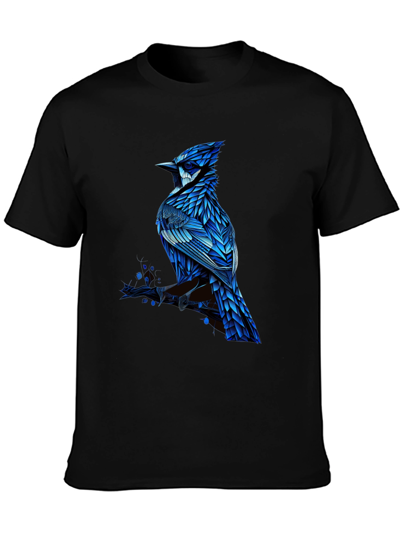 Blue Jay Graphic Print Black T-Shirt
