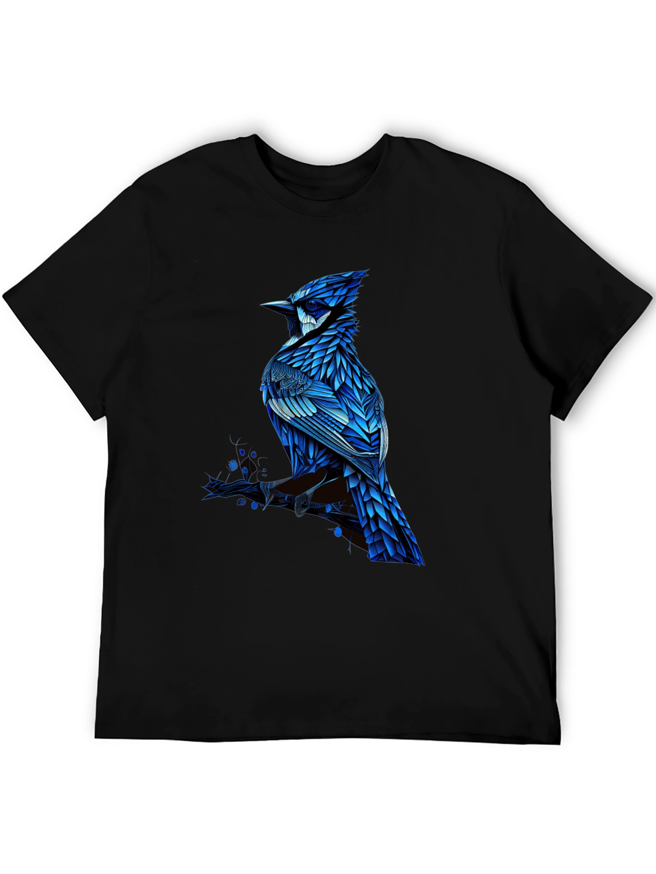 Blue Jay Graphic Print Black T-Shirt