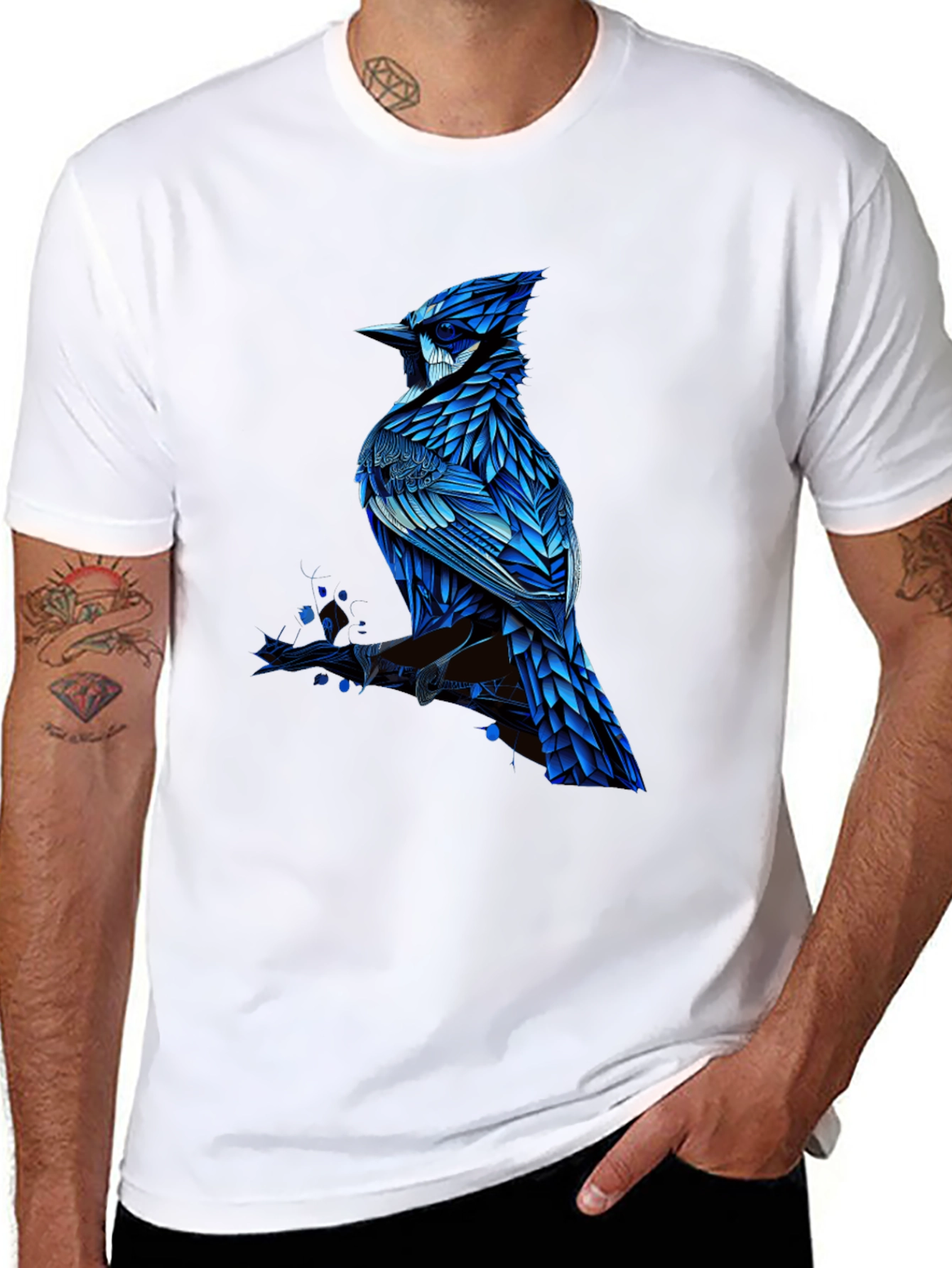 Blue Jay Graphic Print Black T-Shirt