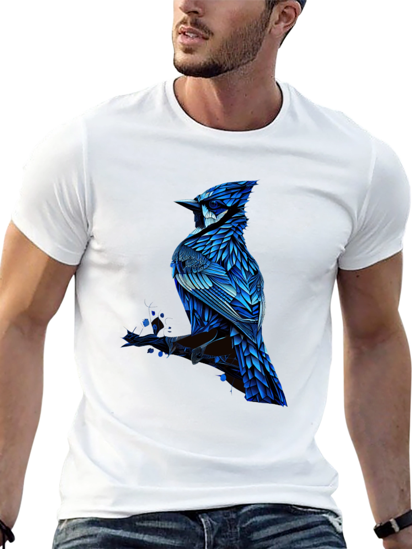 Blue Jay Graphic Print Black T-Shirt