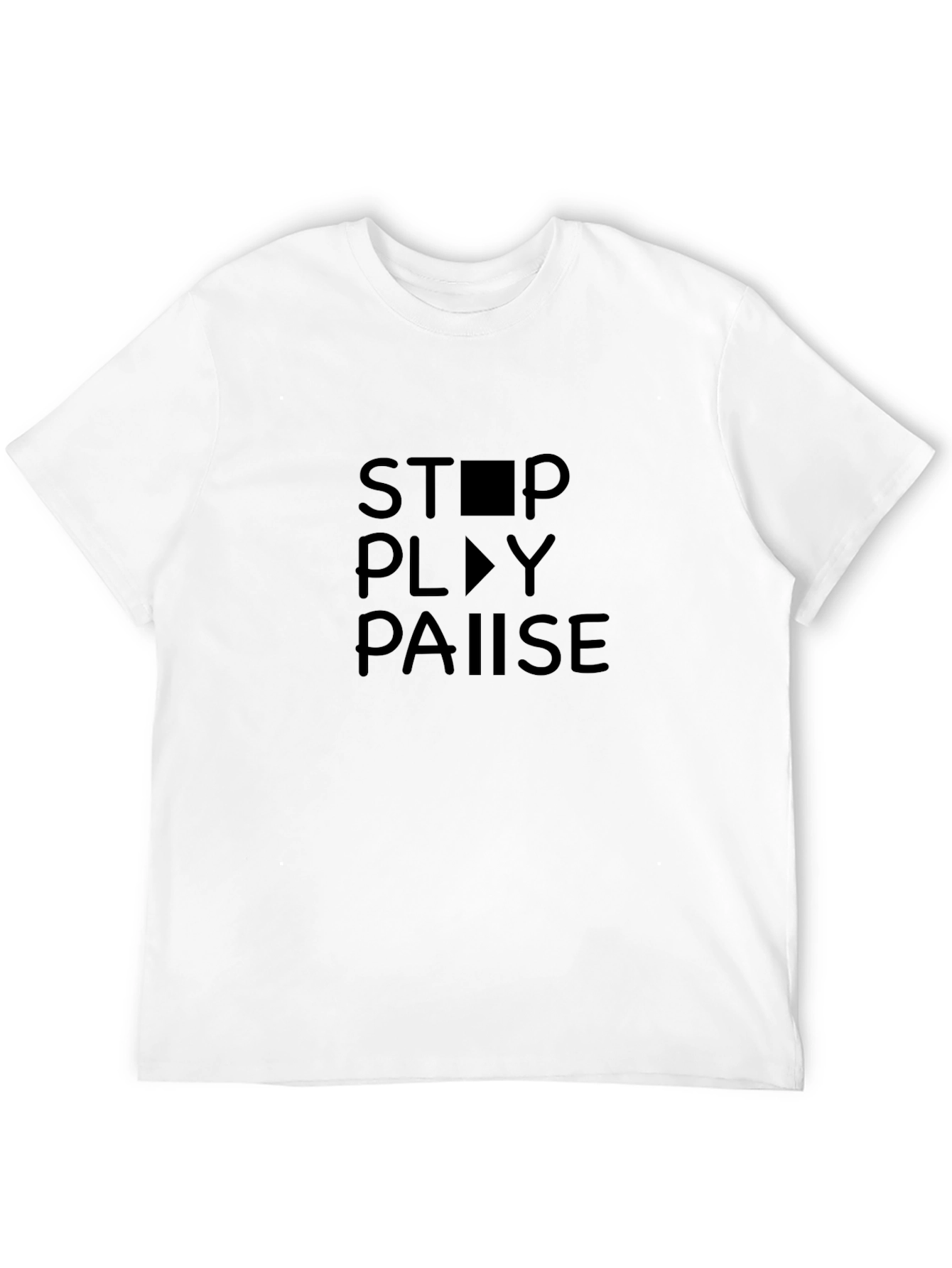 Stop Play Pause Black T-Shirt