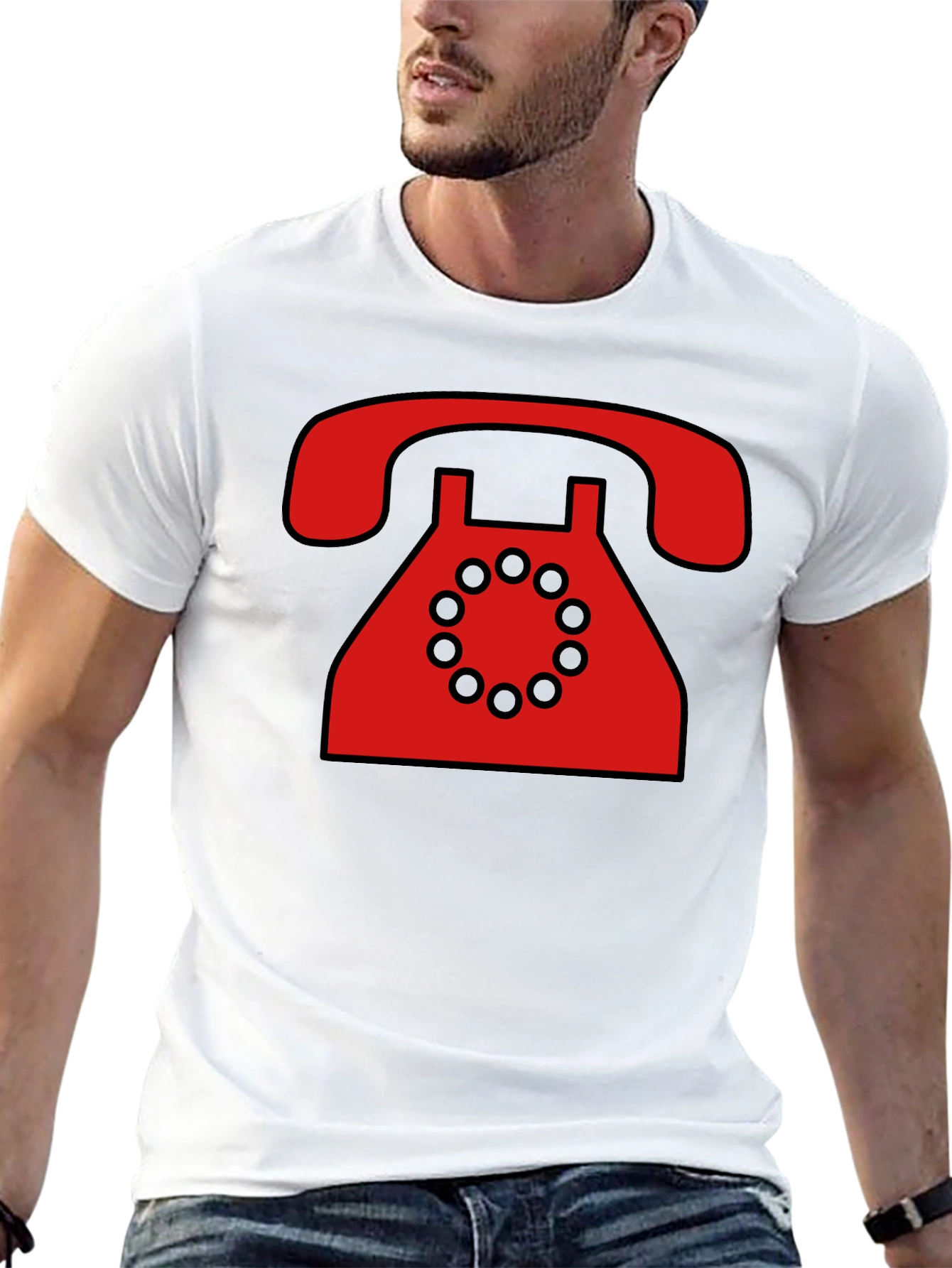 Retro Rotary Phone Graphic T-Shirt - Black