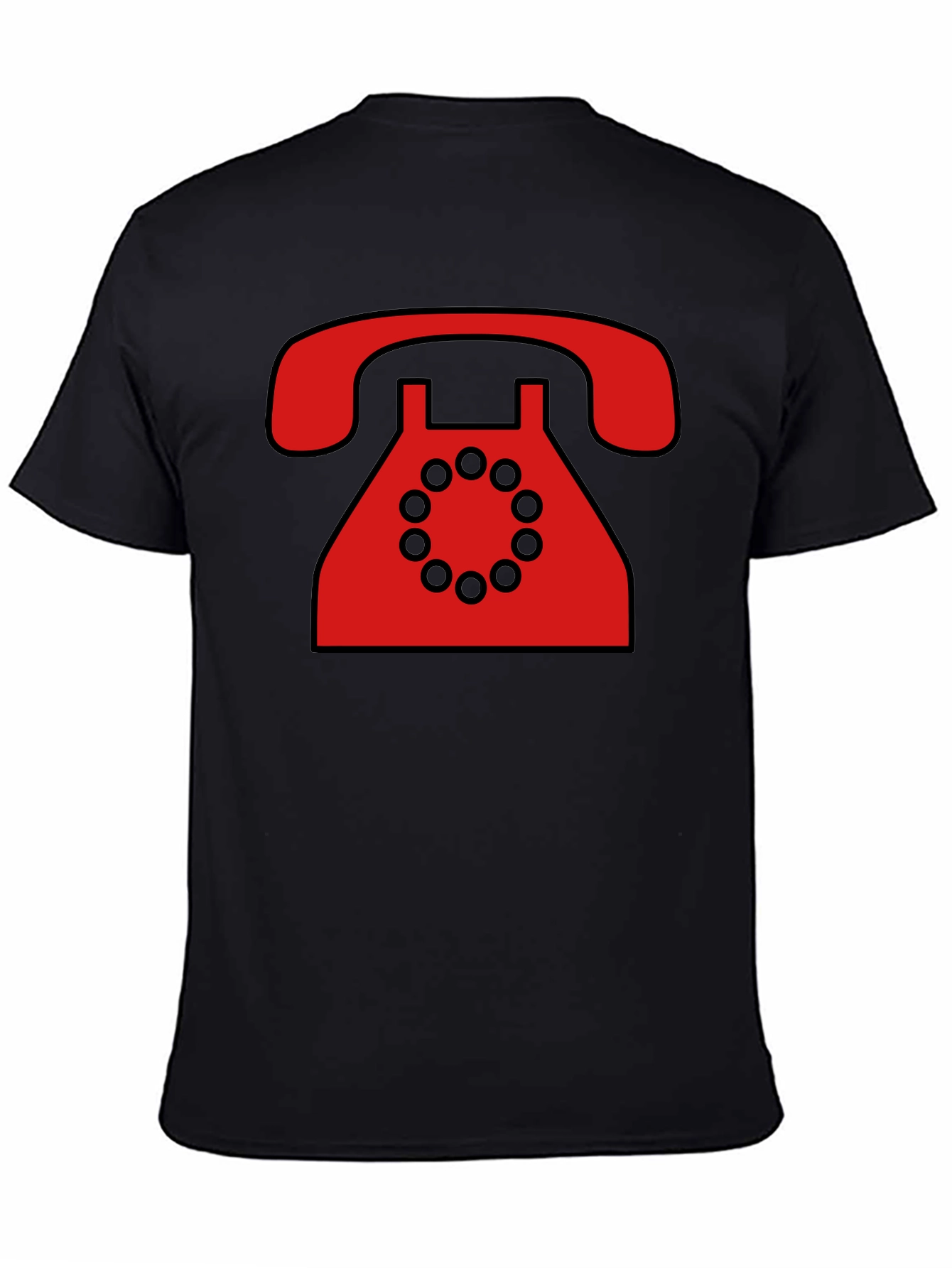 Retro Rotary Phone Graphic T-Shirt - Black