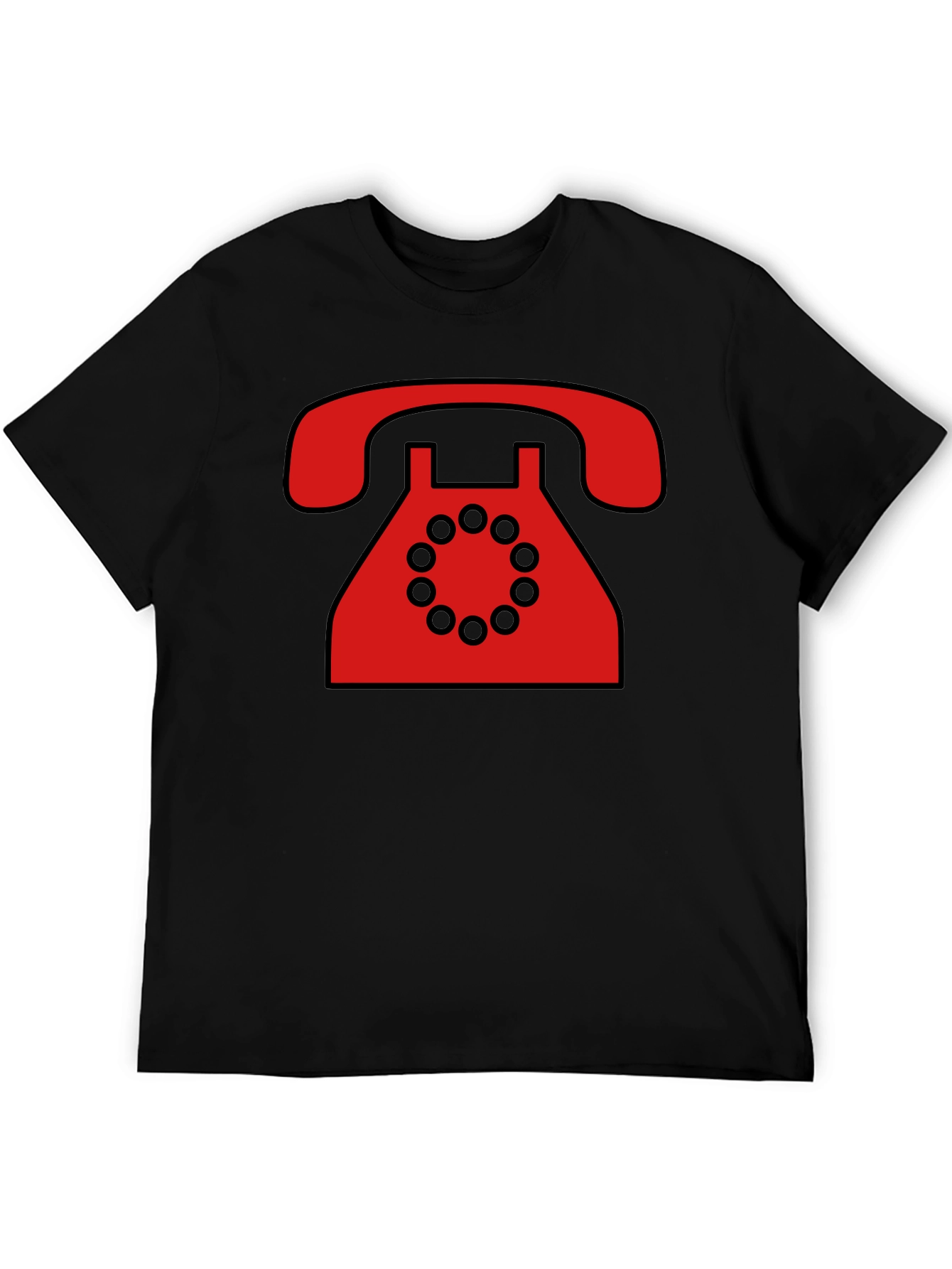 Retro Rotary Phone Graphic T-Shirt - Black