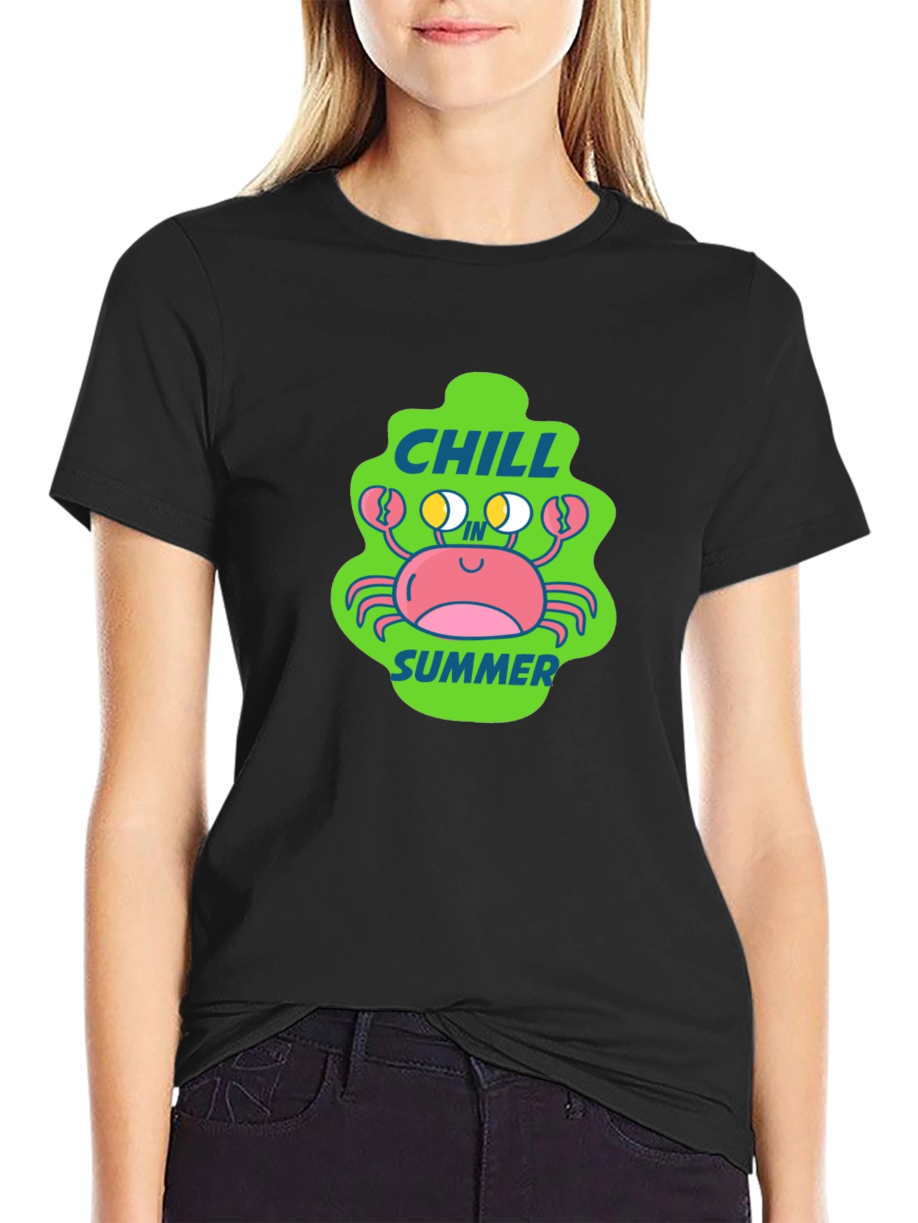 Chill Crab Summer Black T-Shirt
