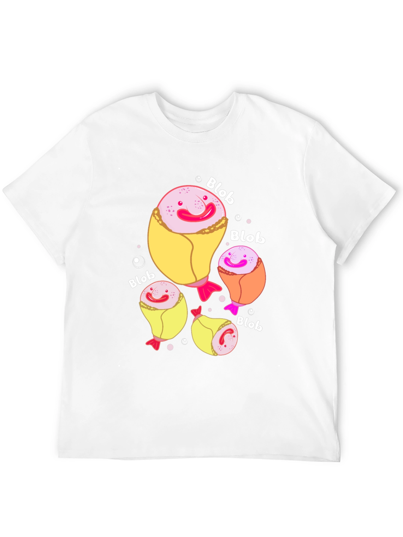 Funny Blobfish Cartoon Black T-Shirt
