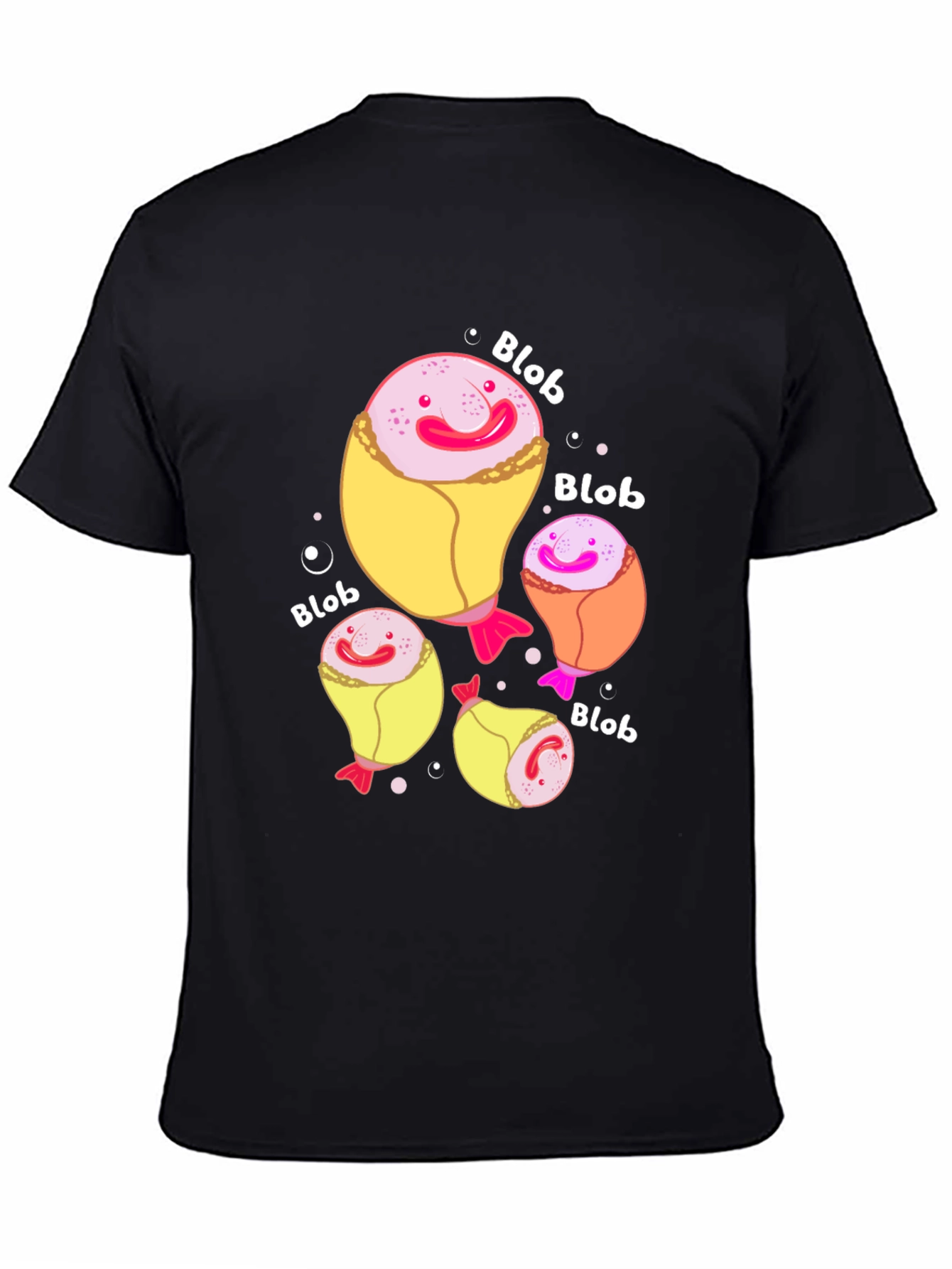 Funny Blobfish Cartoon Black T-Shirt