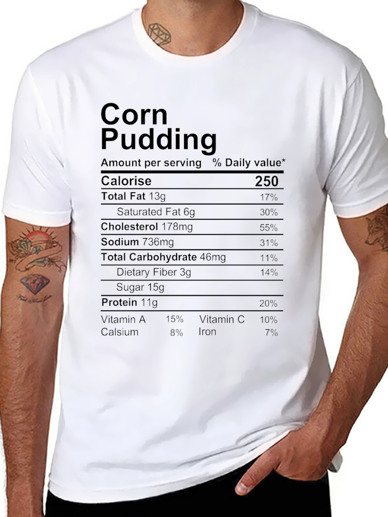 Corn Pudding Nutrition Facts Black T-Shirt