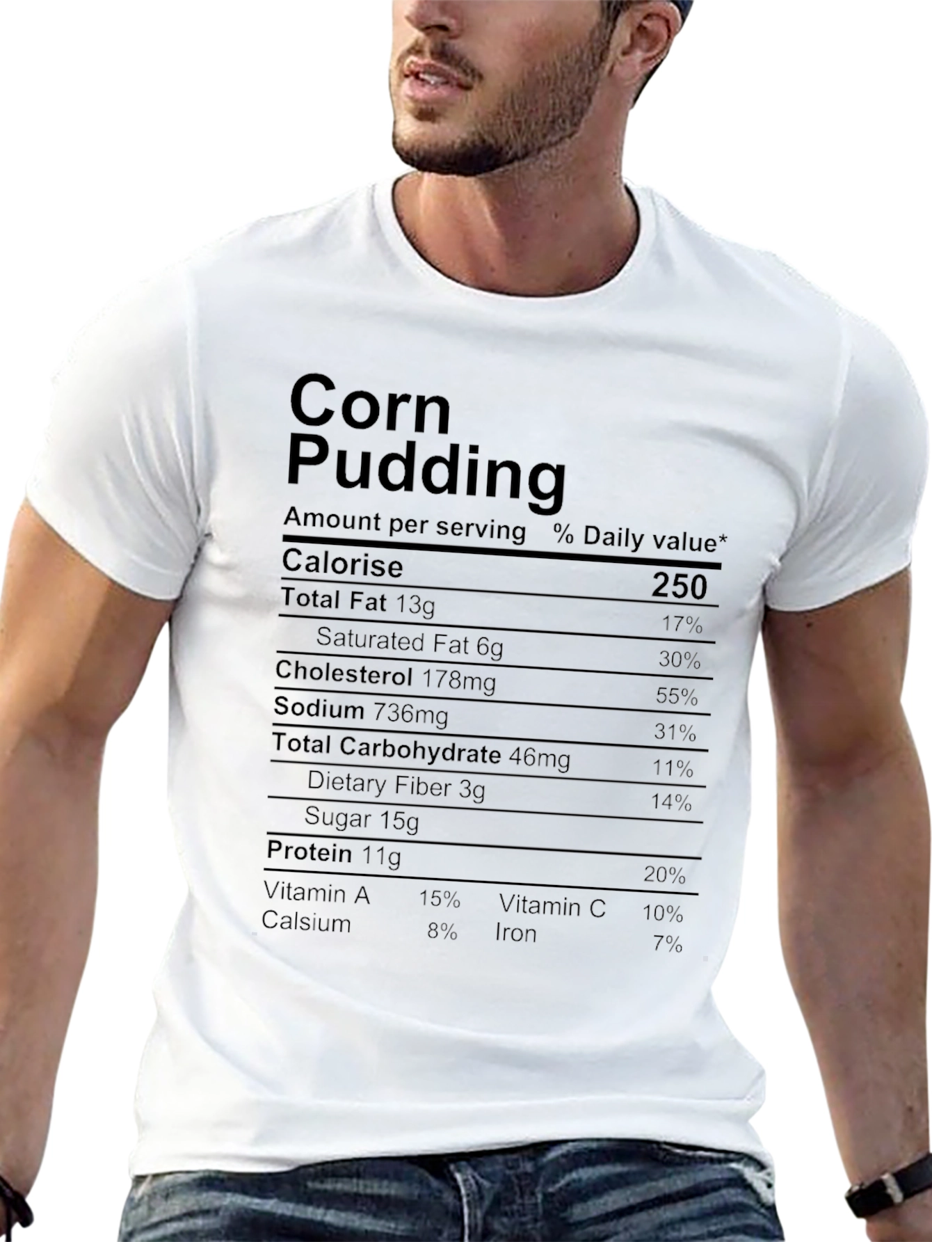 Corn Pudding Nutrition Facts Black T-Shirt
