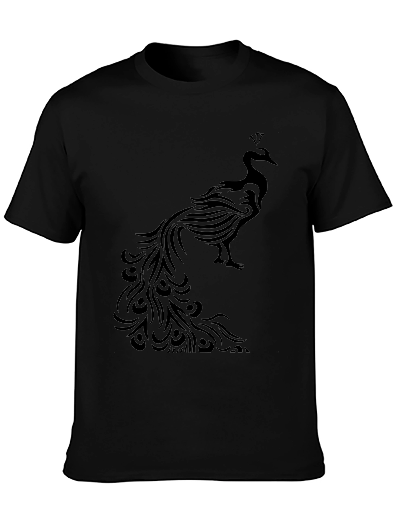 Peacock Graphic Tee - Stylish Black T-Shirt