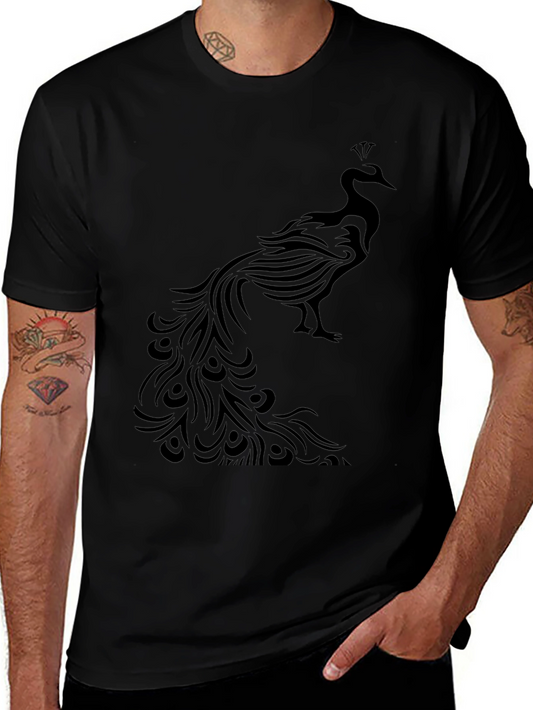Peacock Graphic Tee - Stylish Black T-Shirt