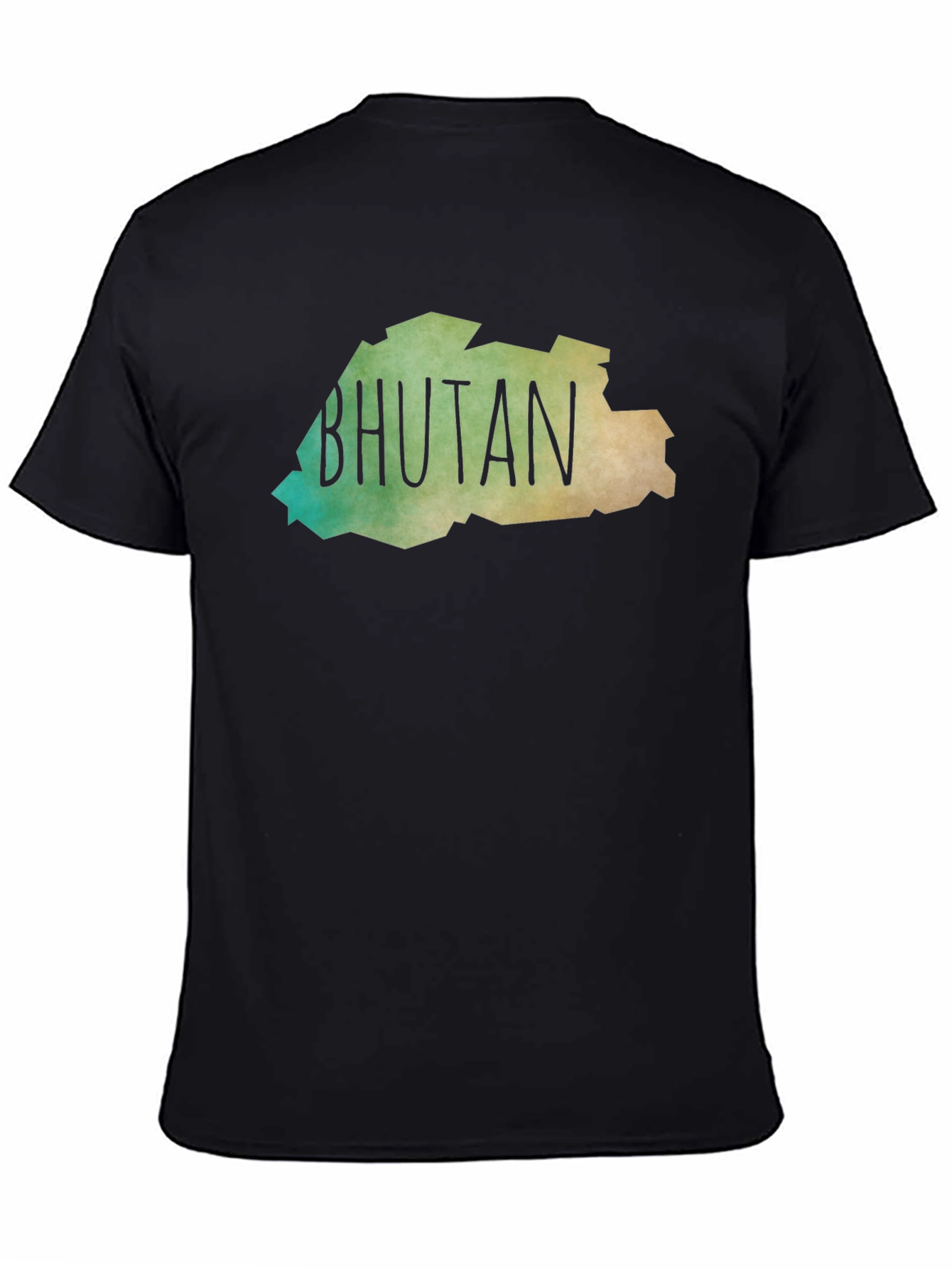 Bhutan Map T-Shirt - Black Crew Neck Tee