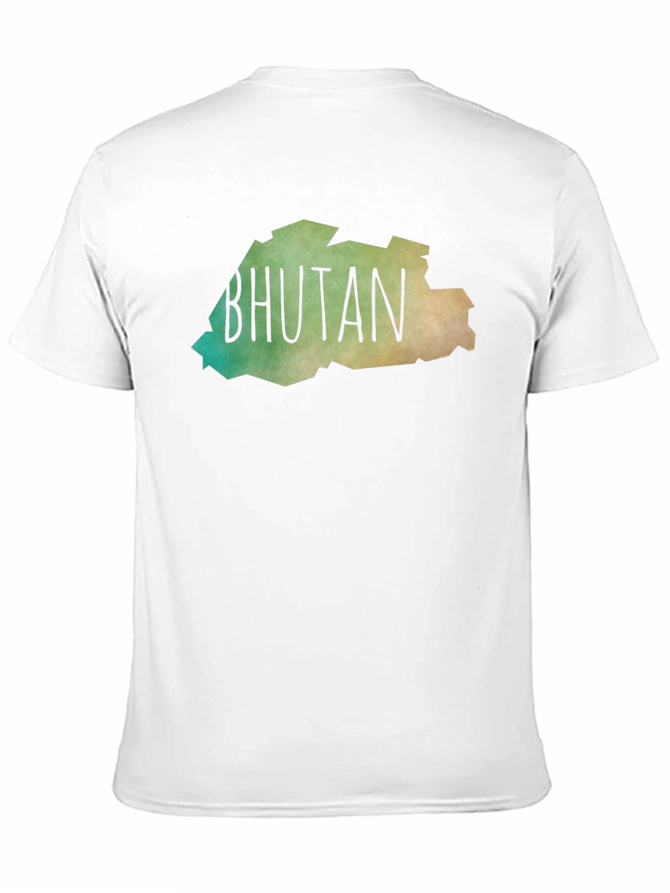 Bhutan Map T-Shirt - Black Crew Neck Tee