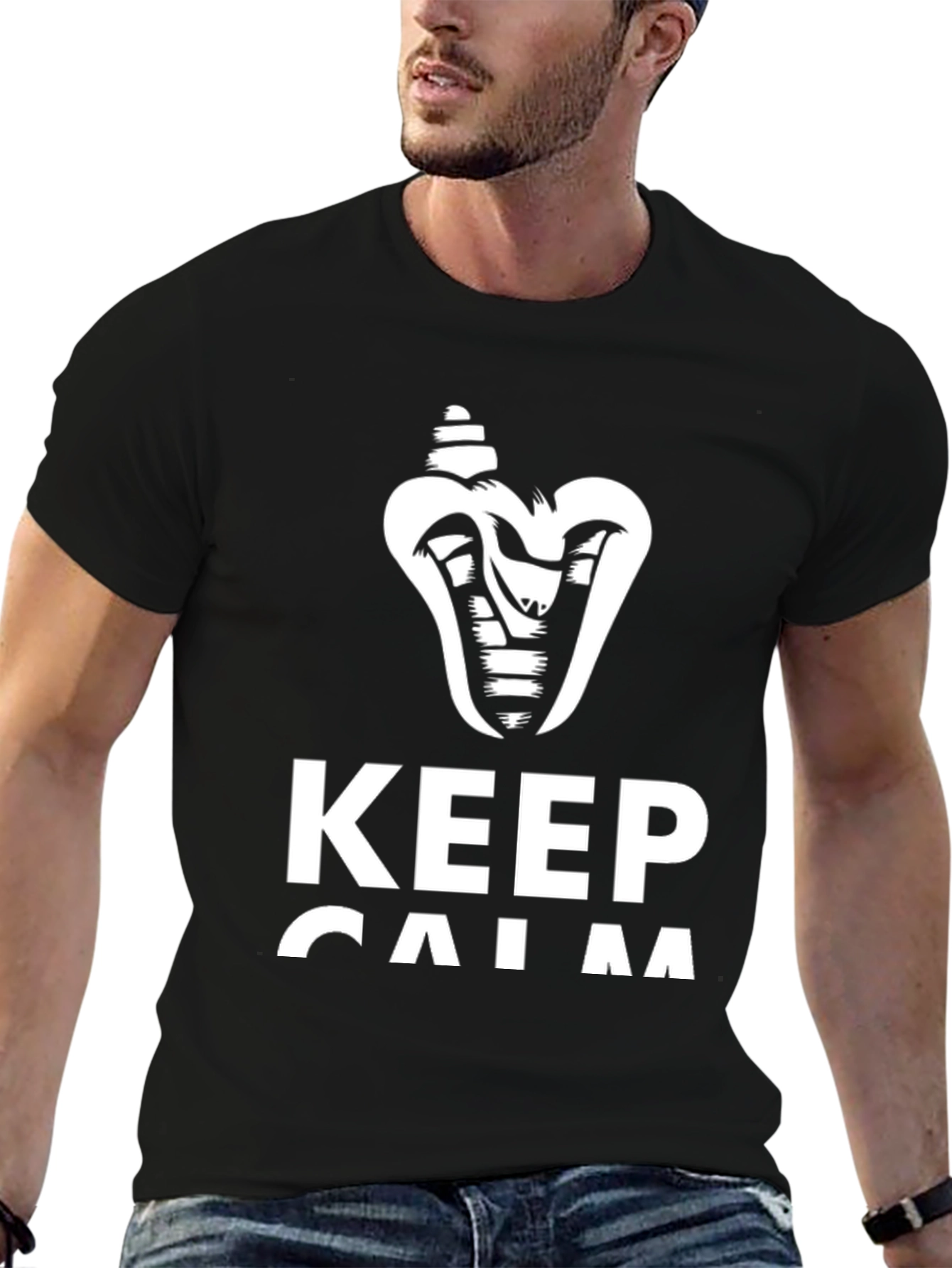 Keep Calm Cobra T-Shirt - Black Cotton Tee