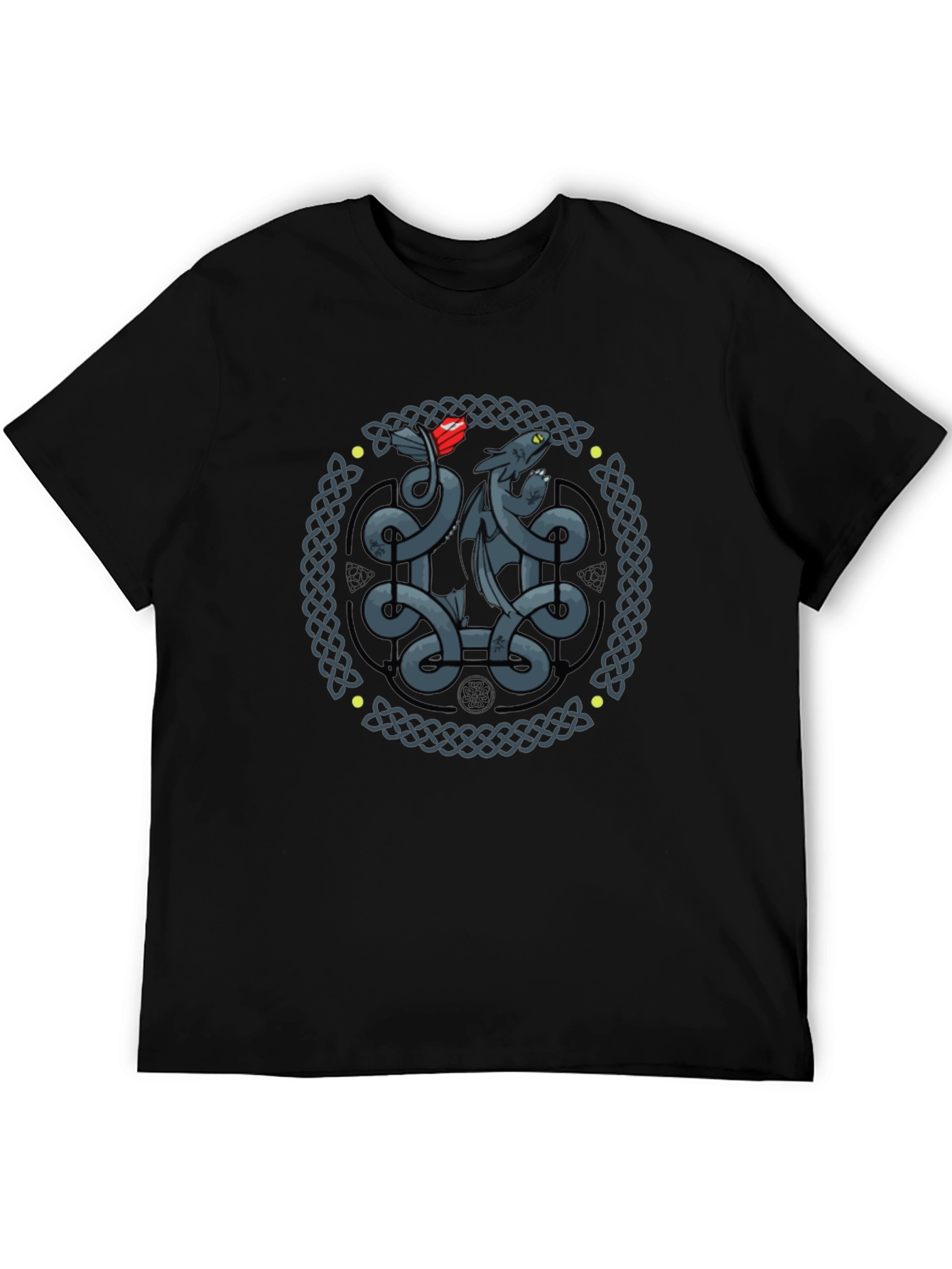 Celtic Dragon Knot Graphic T-Shirt - Black