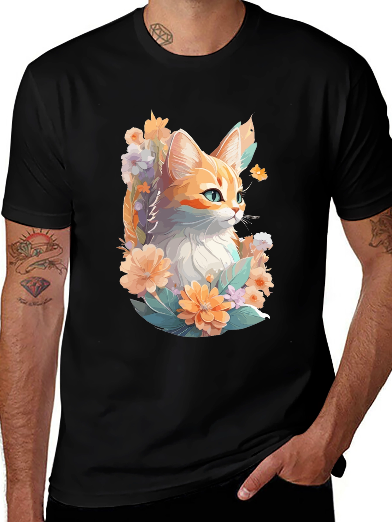 Floral Cat Graphic Tee