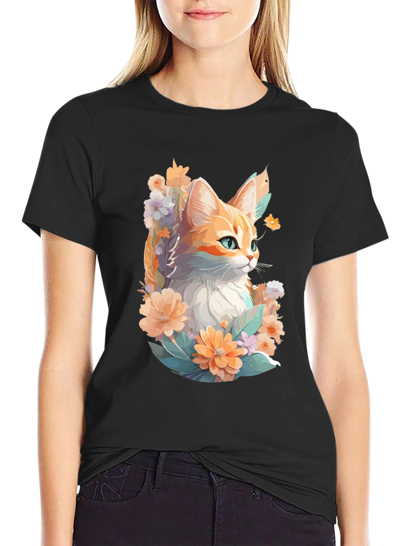 Floral Cat Graphic Tee