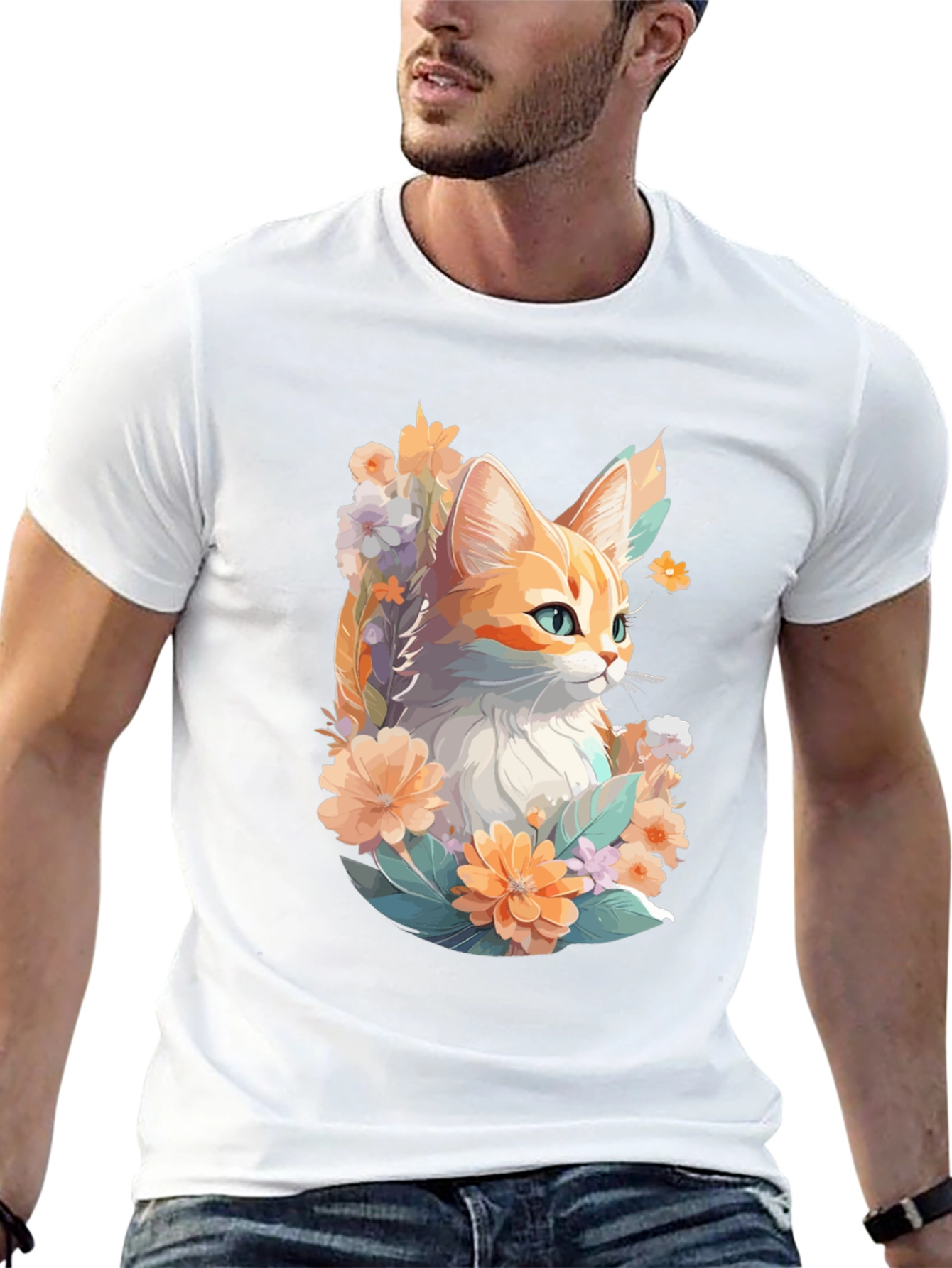 Floral Cat Graphic Tee
