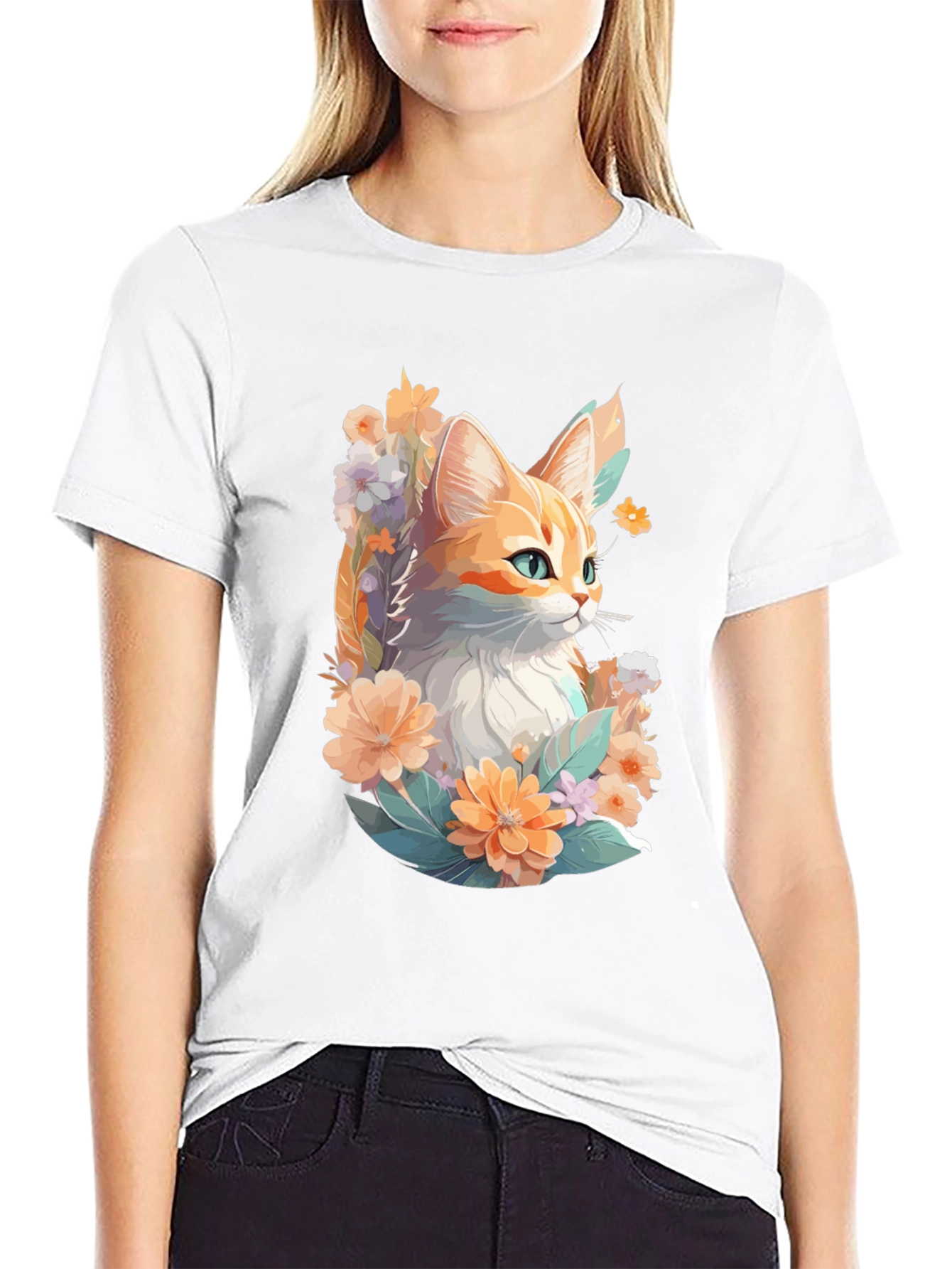 Floral Cat Graphic Tee