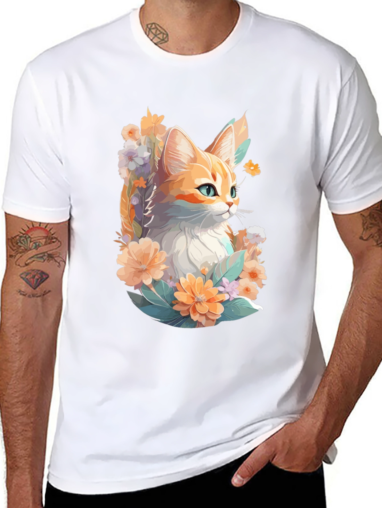 Floral Cat Graphic Tee