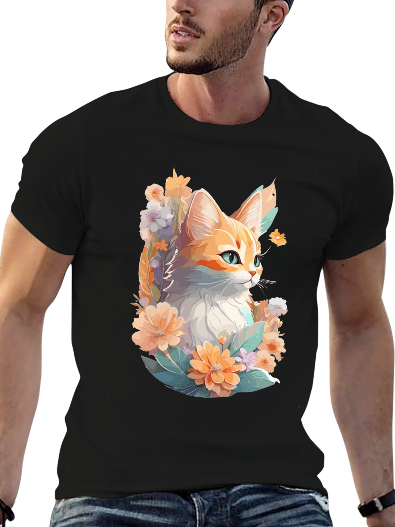 Floral Cat Graphic Tee