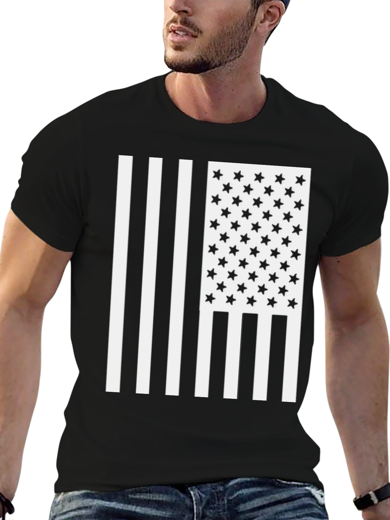 American Flag Graphic Black T-Shirt