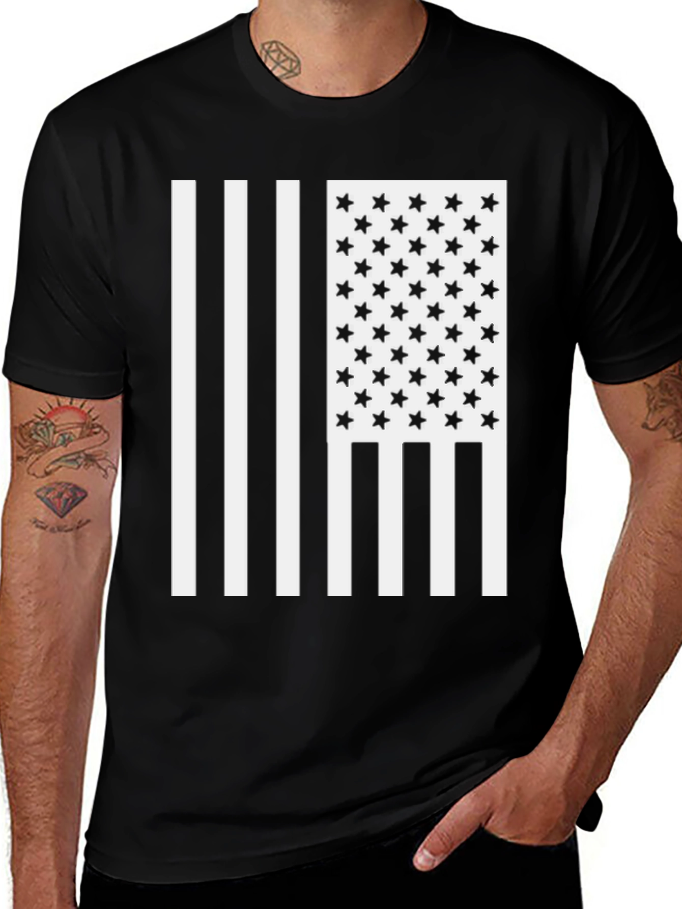 American Flag Graphic Black T-Shirt