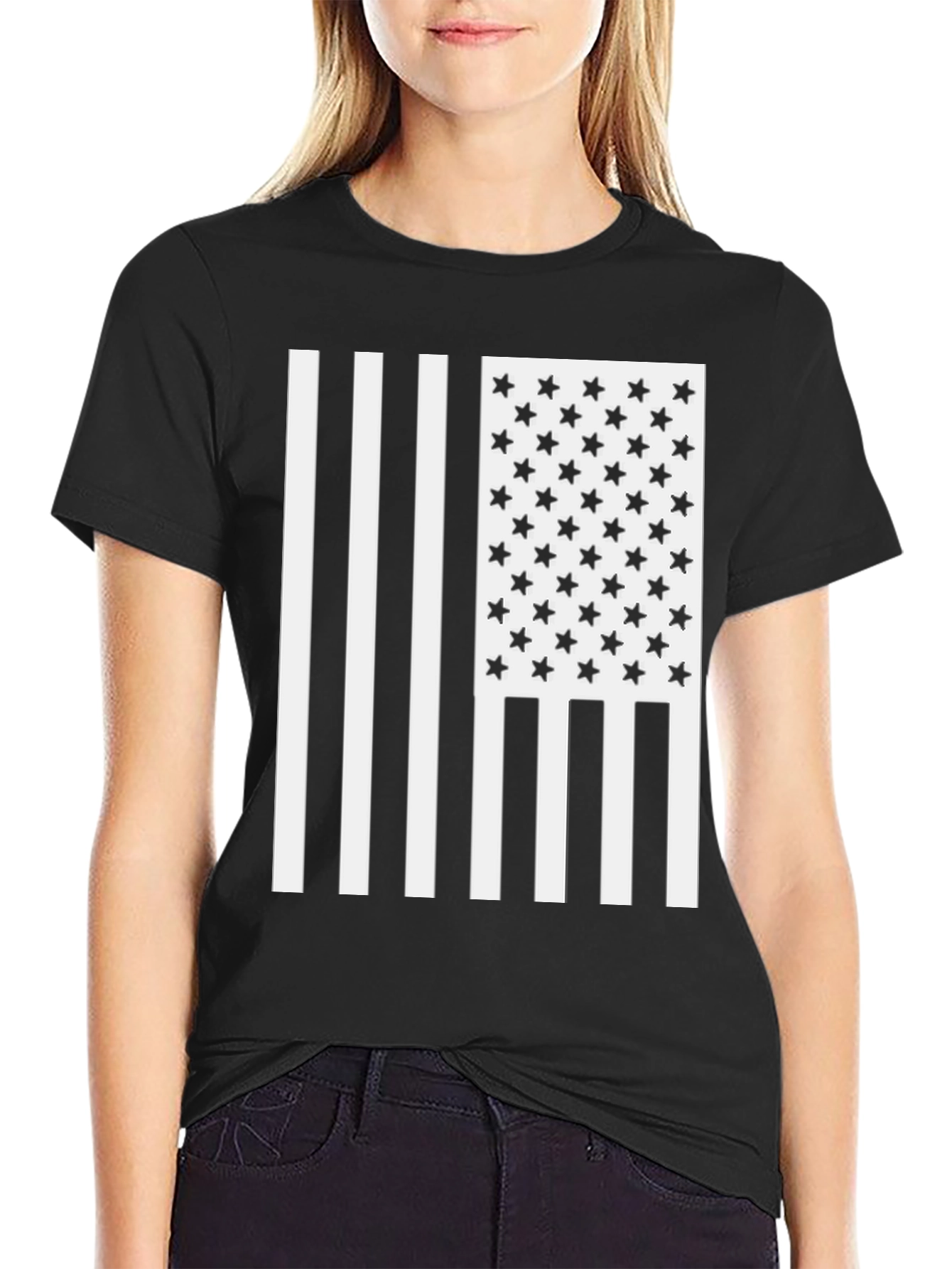 American Flag Graphic Black T-Shirt