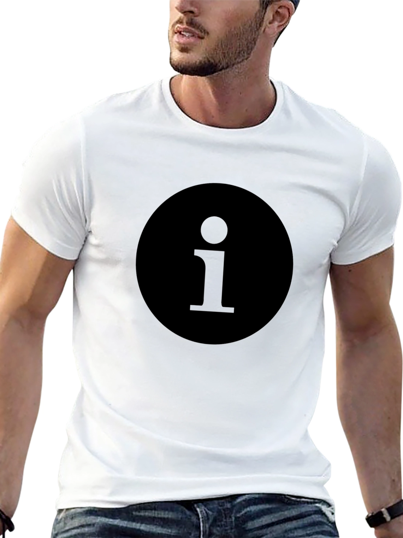 Mens Black T-Shirt with Round i Design