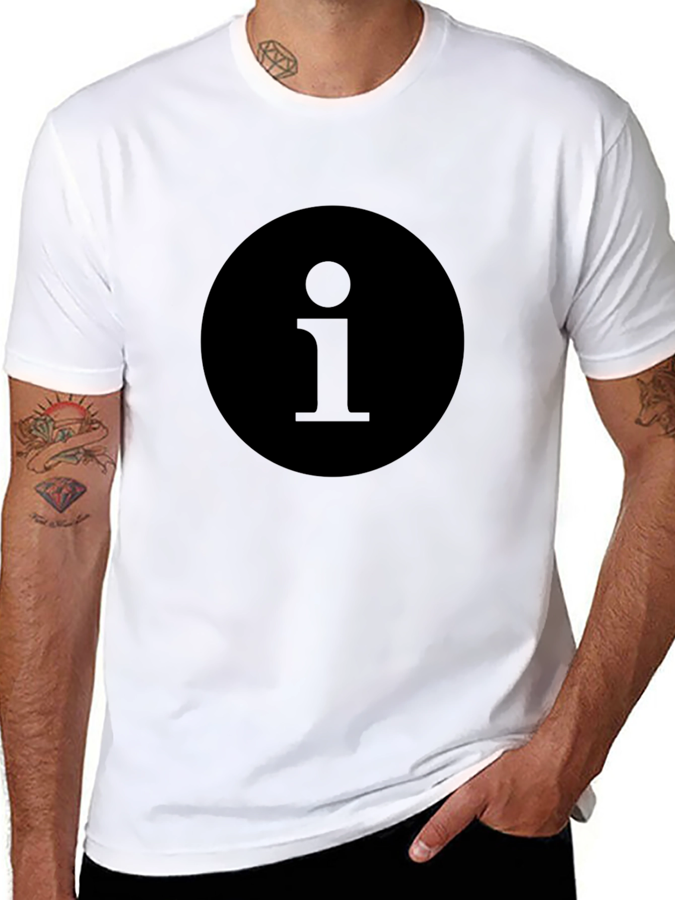 Mens Black T-Shirt with Round i Design