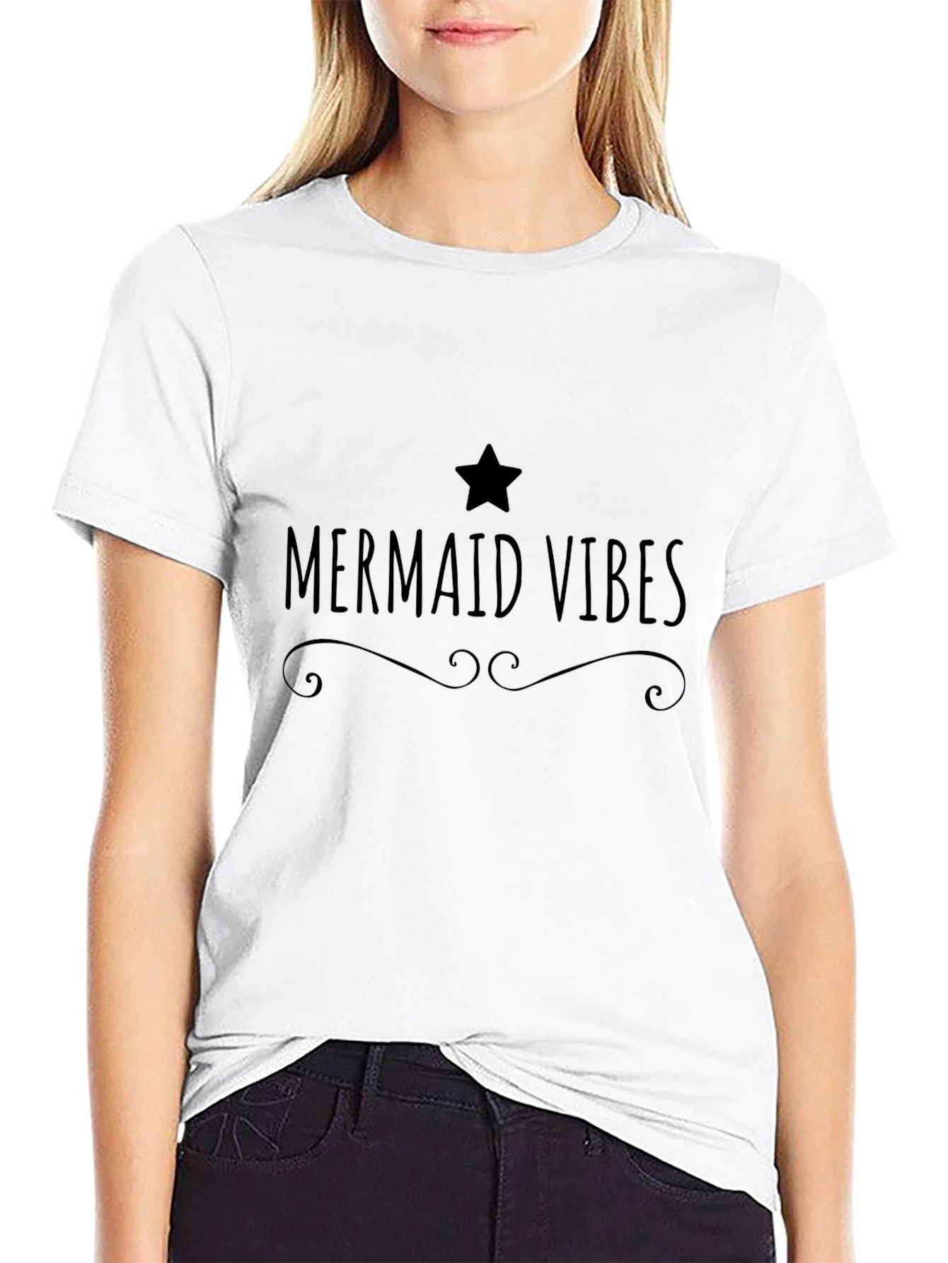 Mermaid Vibes Graphic Tee - Black T-Shirt