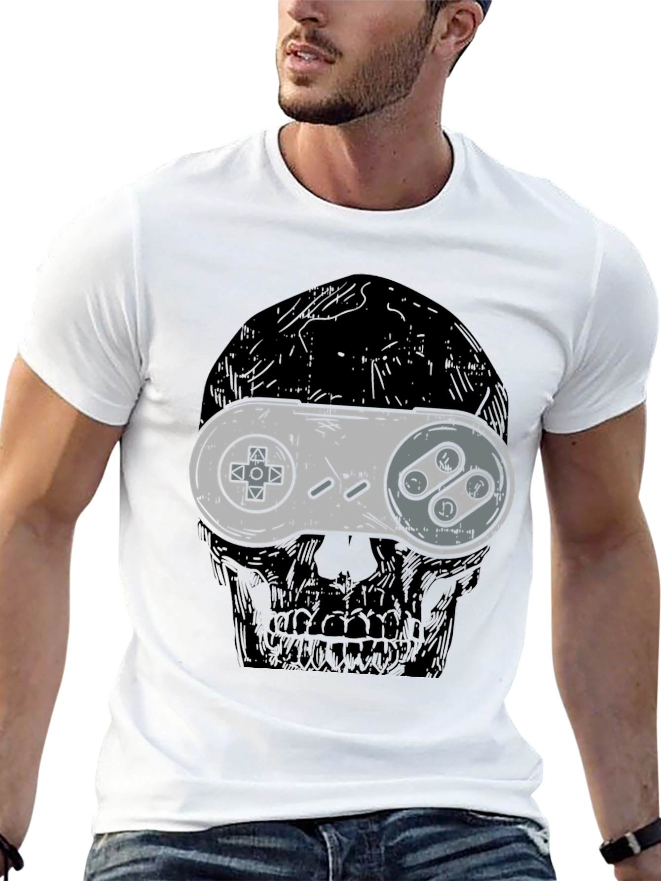 Gamer Skull T-Shirt - Retro Controller Design