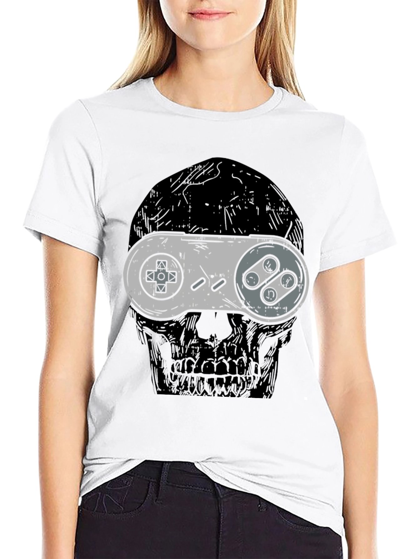 Gamer Skull T-Shirt - Retro Controller Design