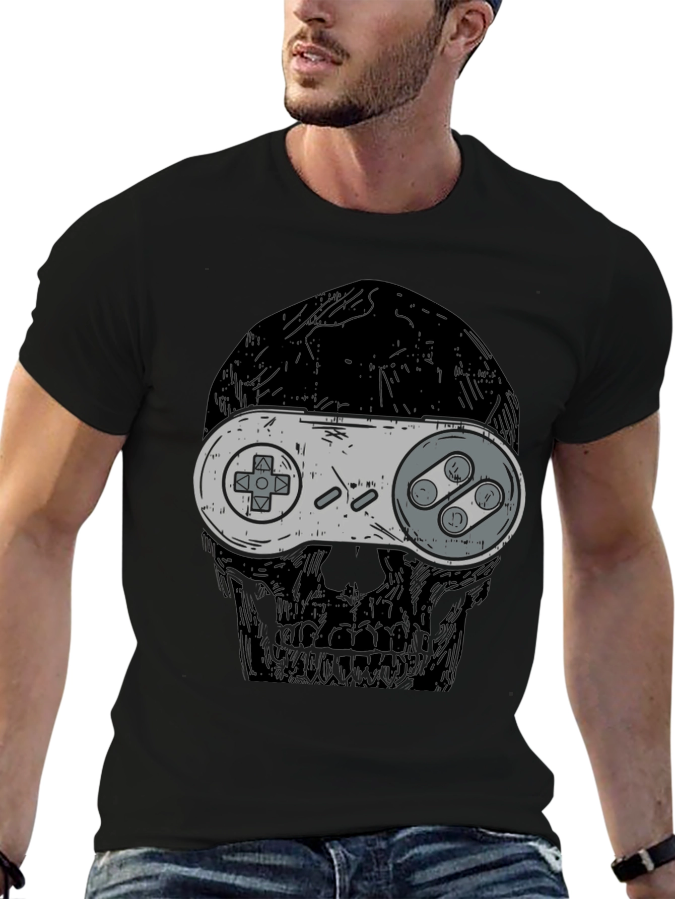 Gamer Skull T-Shirt - Retro Controller Design