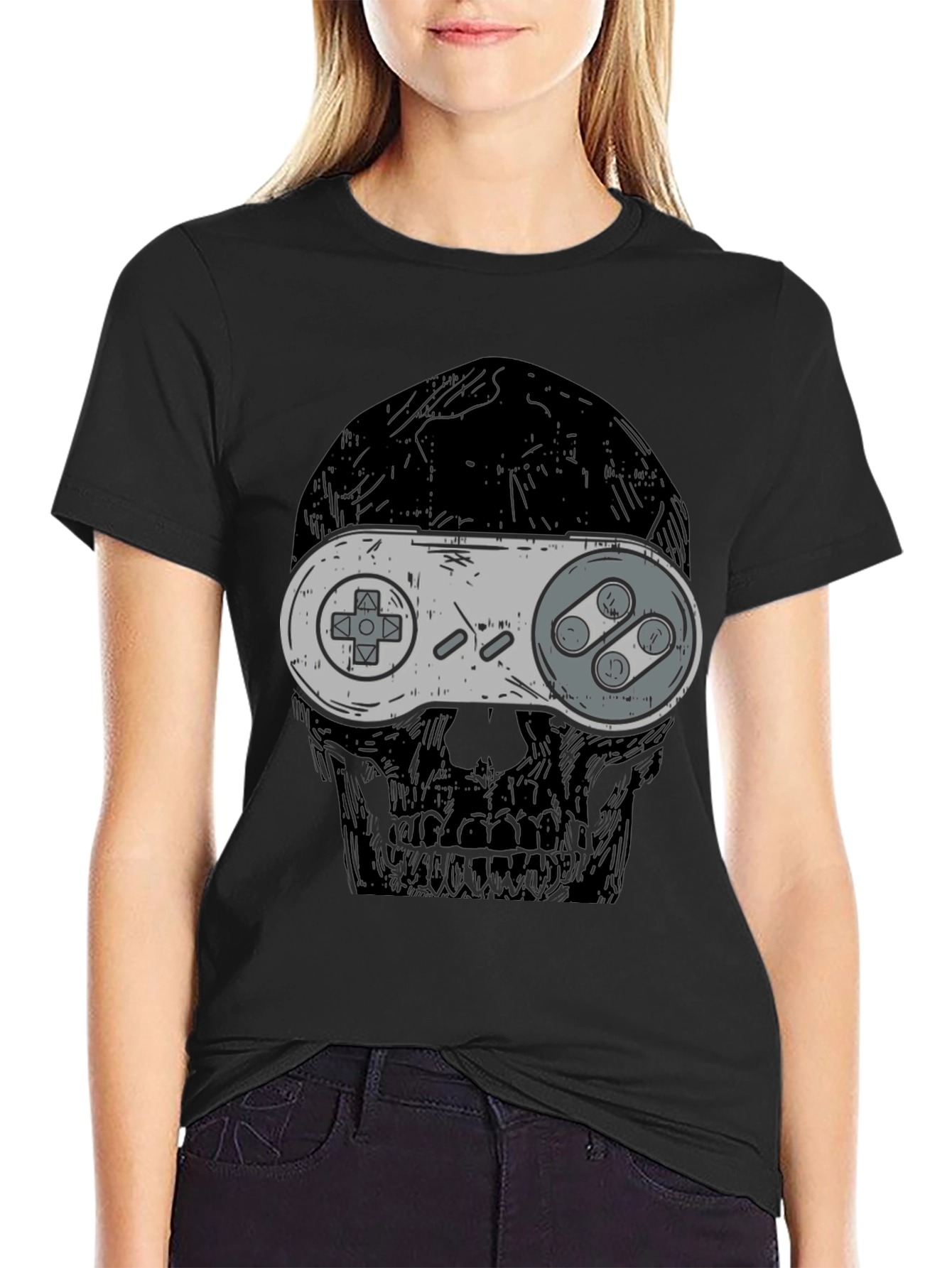 Gamer Skull T-Shirt - Retro Controller Design