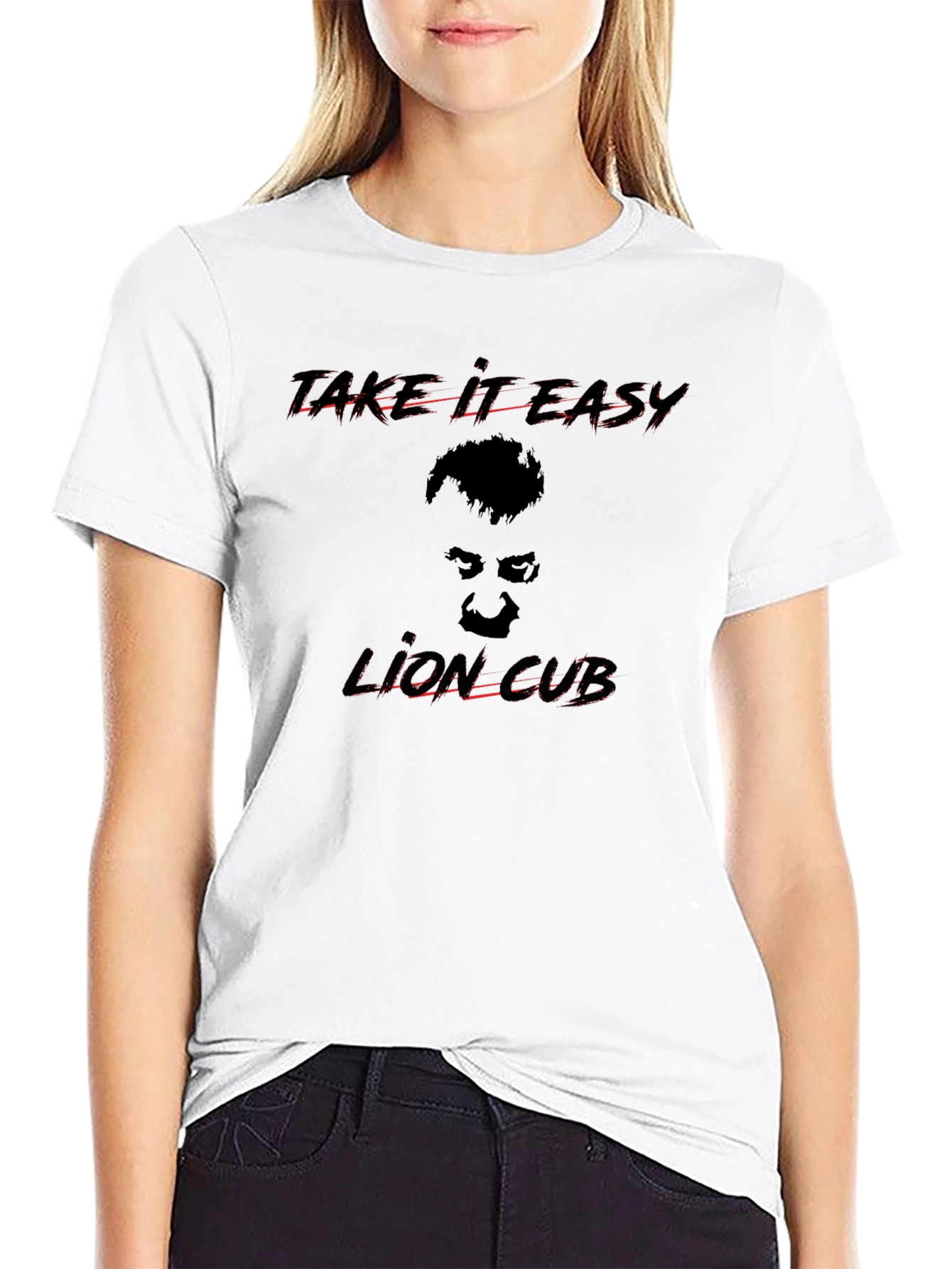 Lion Cub Graphic Print Black T-Shirt