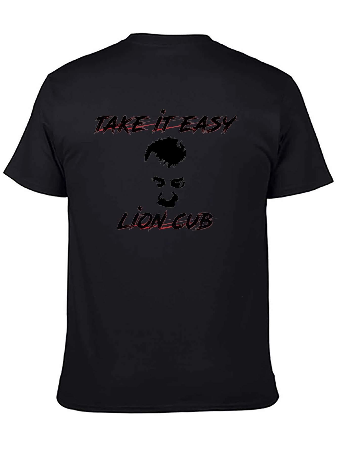 Lion Cub Graphic Print Black T-Shirt