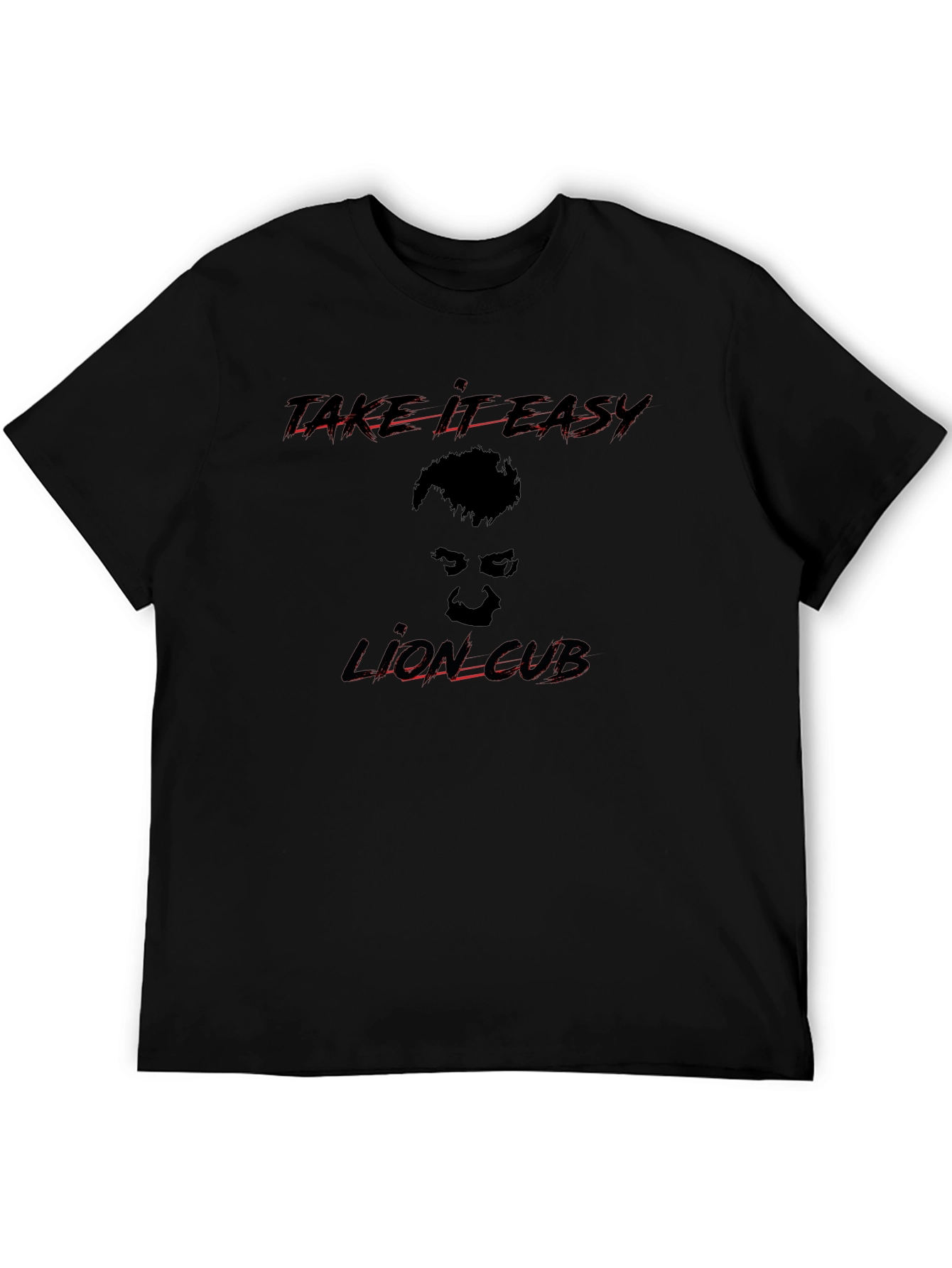 Lion Cub Graphic Print Black T-Shirt
