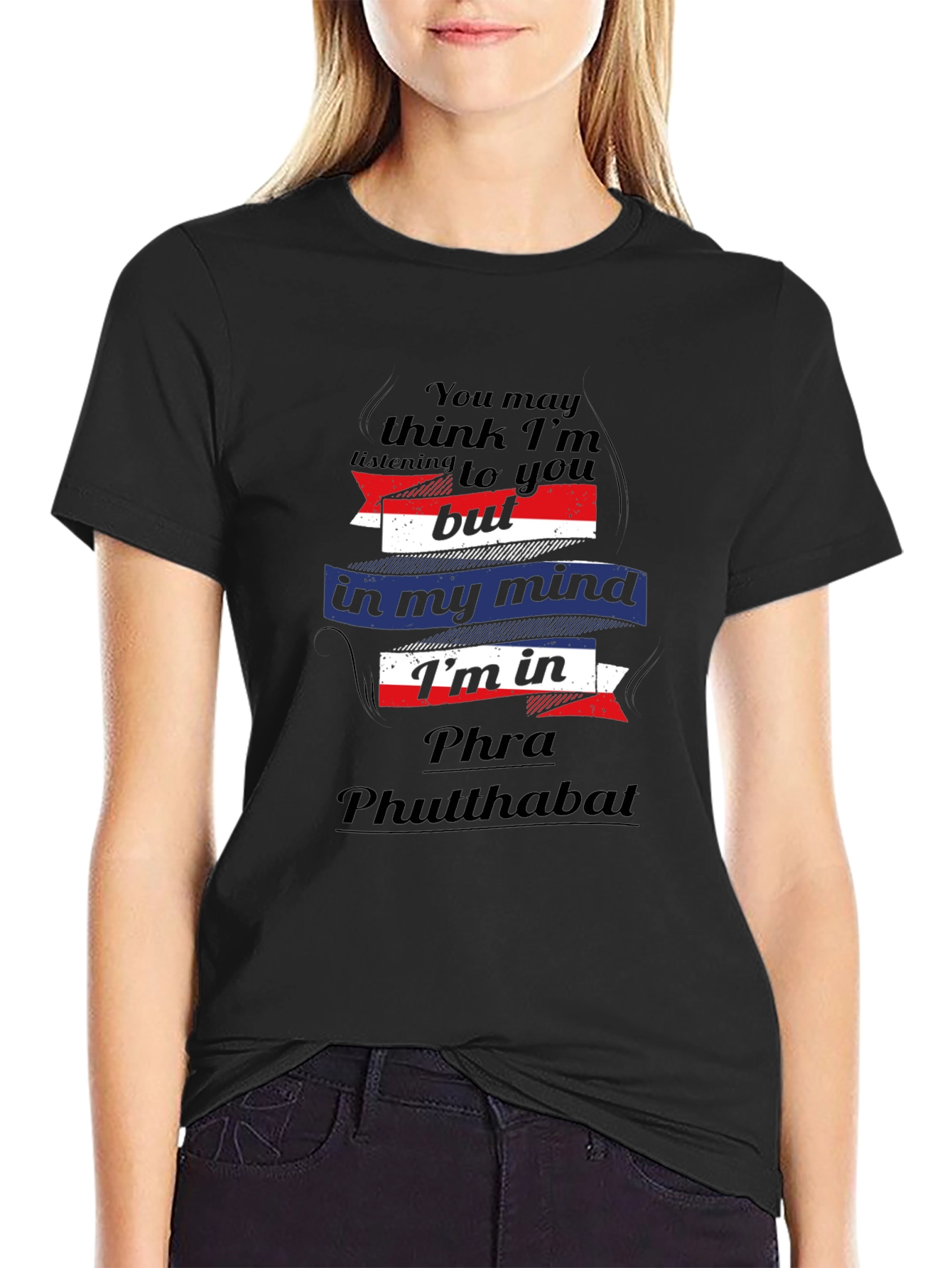 Phra Phutthabat Mind T-Shirt - Black Cotton Tee
