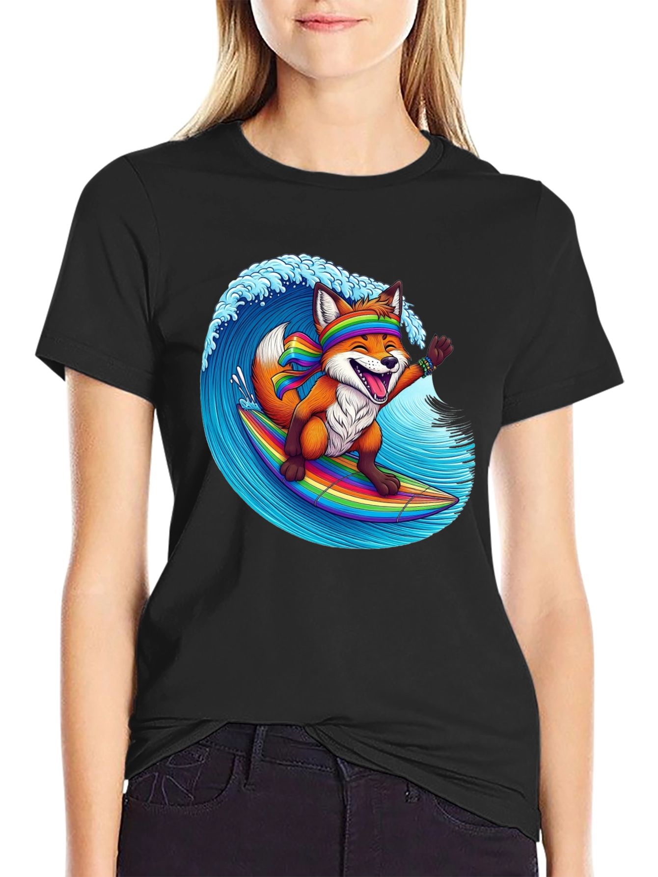 Surfing Fox Graphic T-Shirt