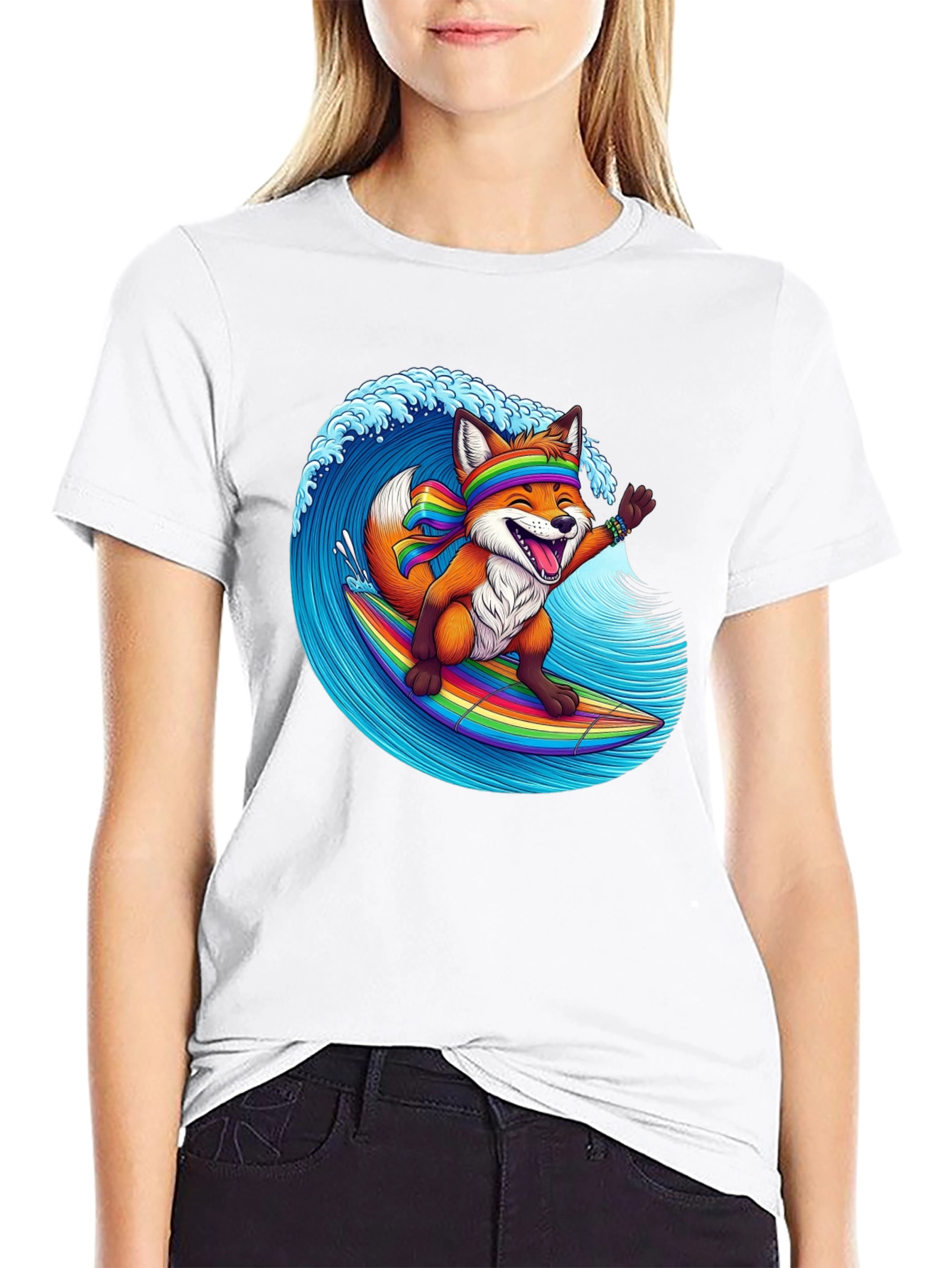 Surfing Fox Graphic T-Shirt