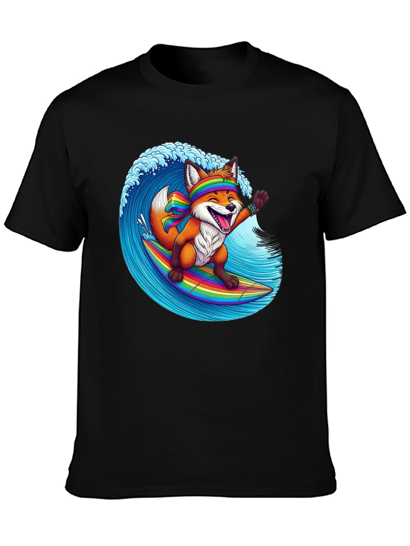 Surfing Fox Graphic T-Shirt