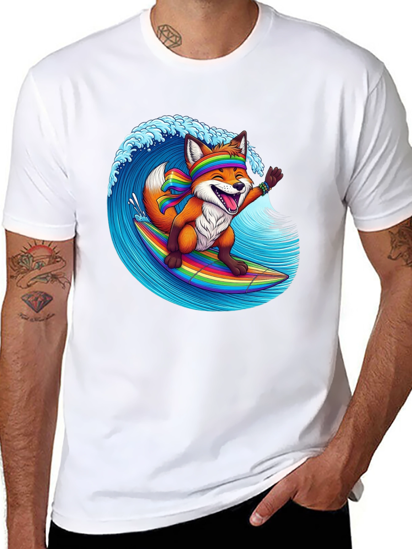 Surfing Fox Graphic T-Shirt