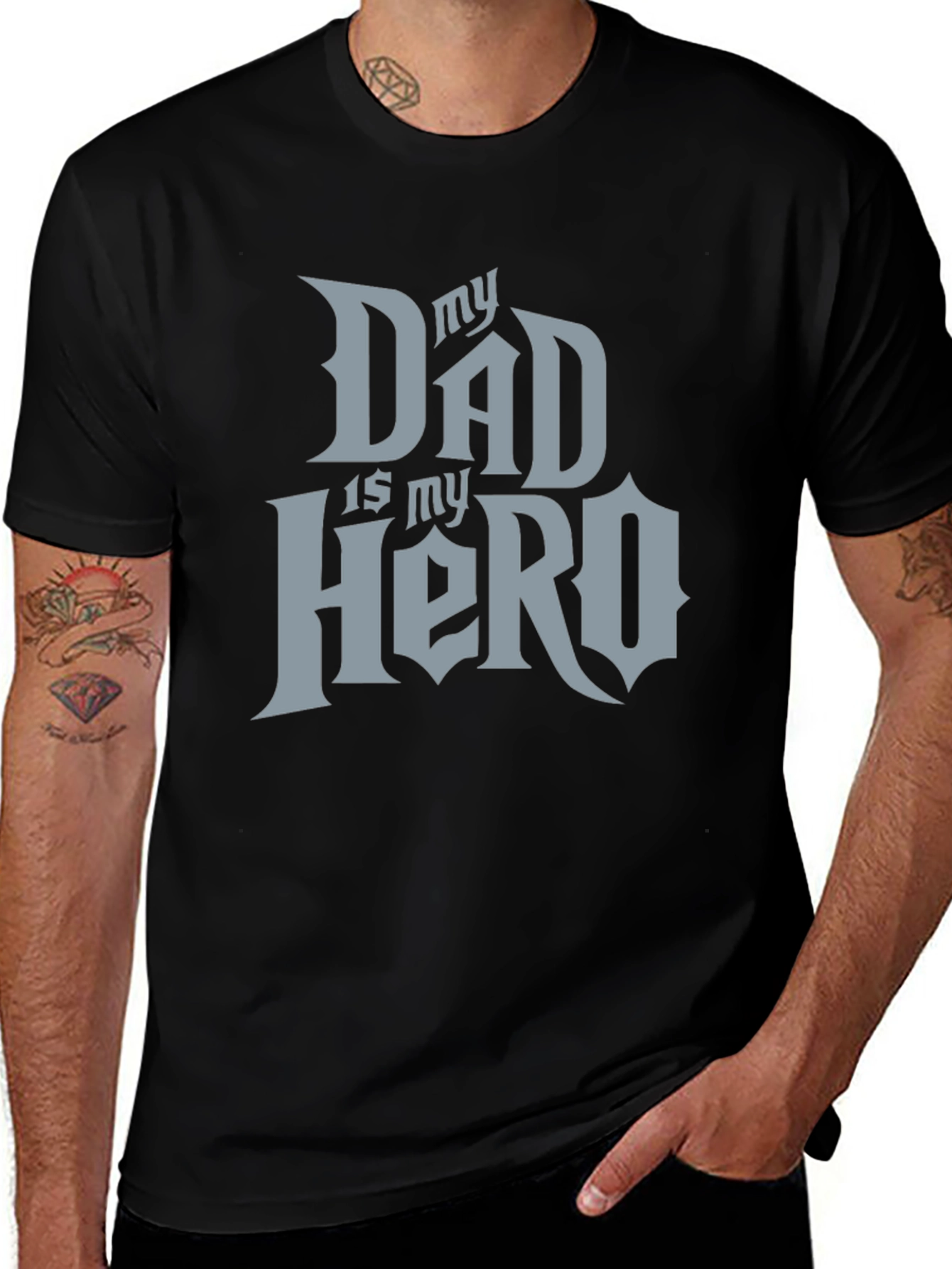 My Dad Is My Hero Black T-Shirt